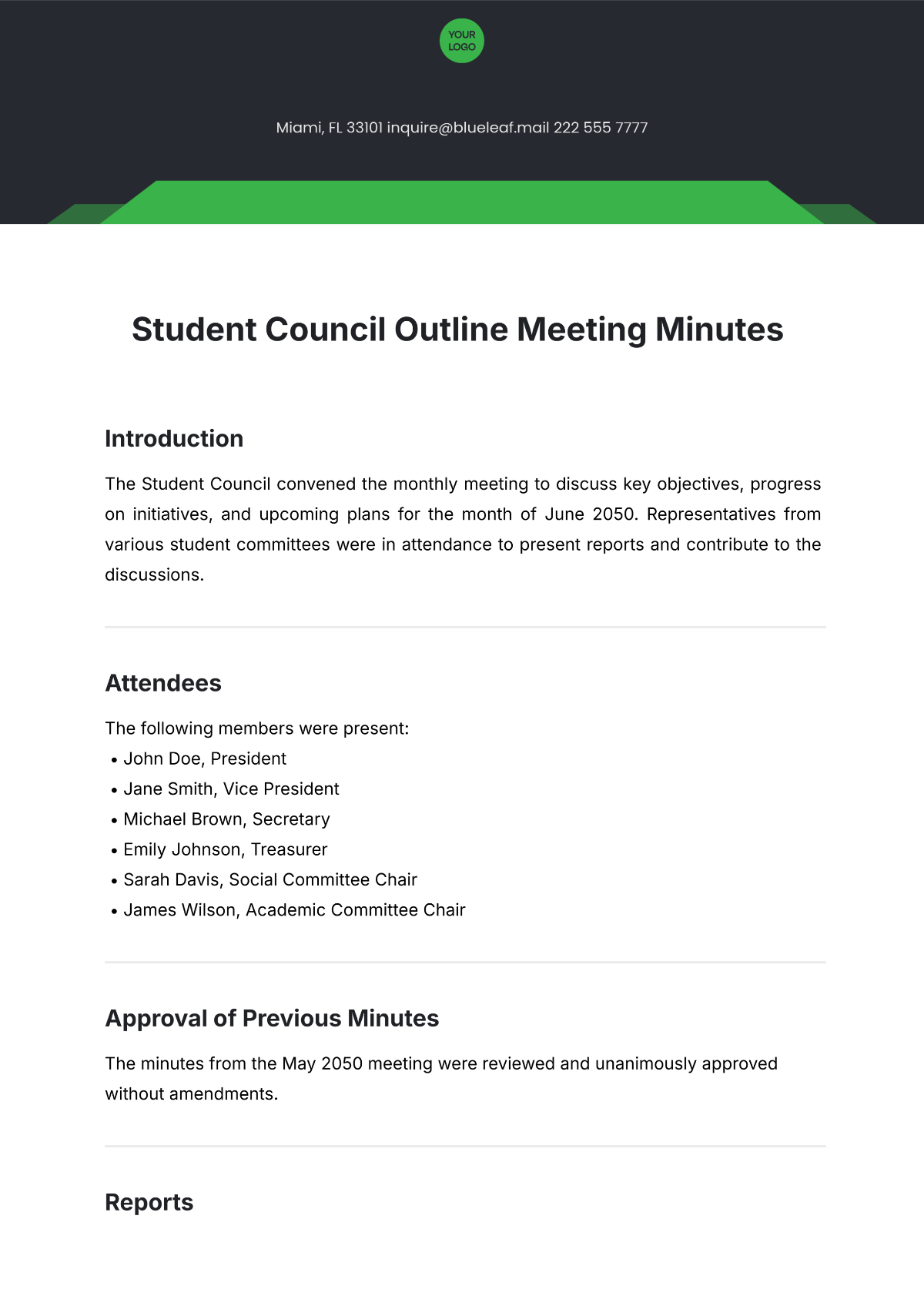 Student Council Outline Meeting Minutes Template - Edit Online & Download