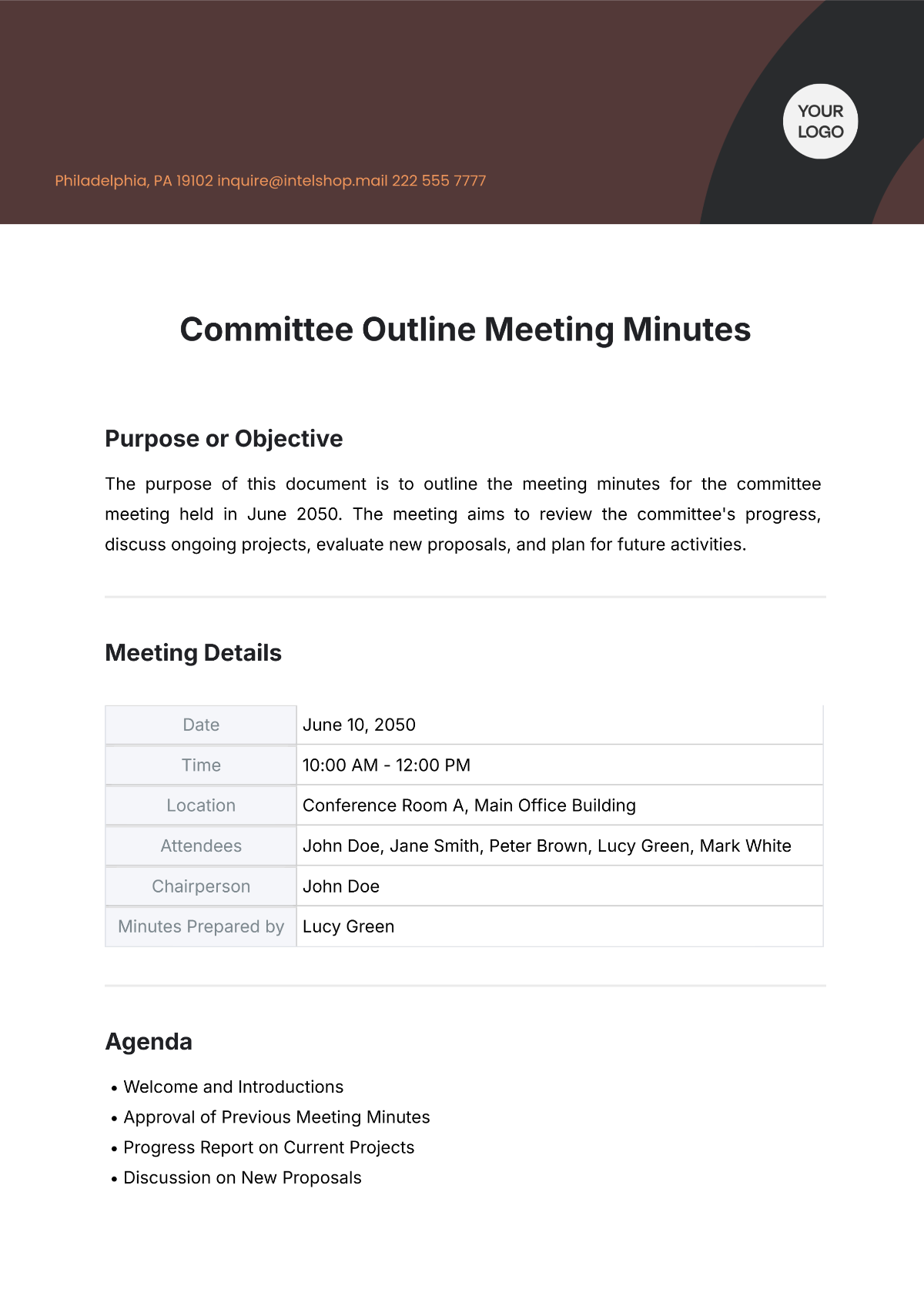 Committee Outline Meeting Minutes Template - Edit Online & Download