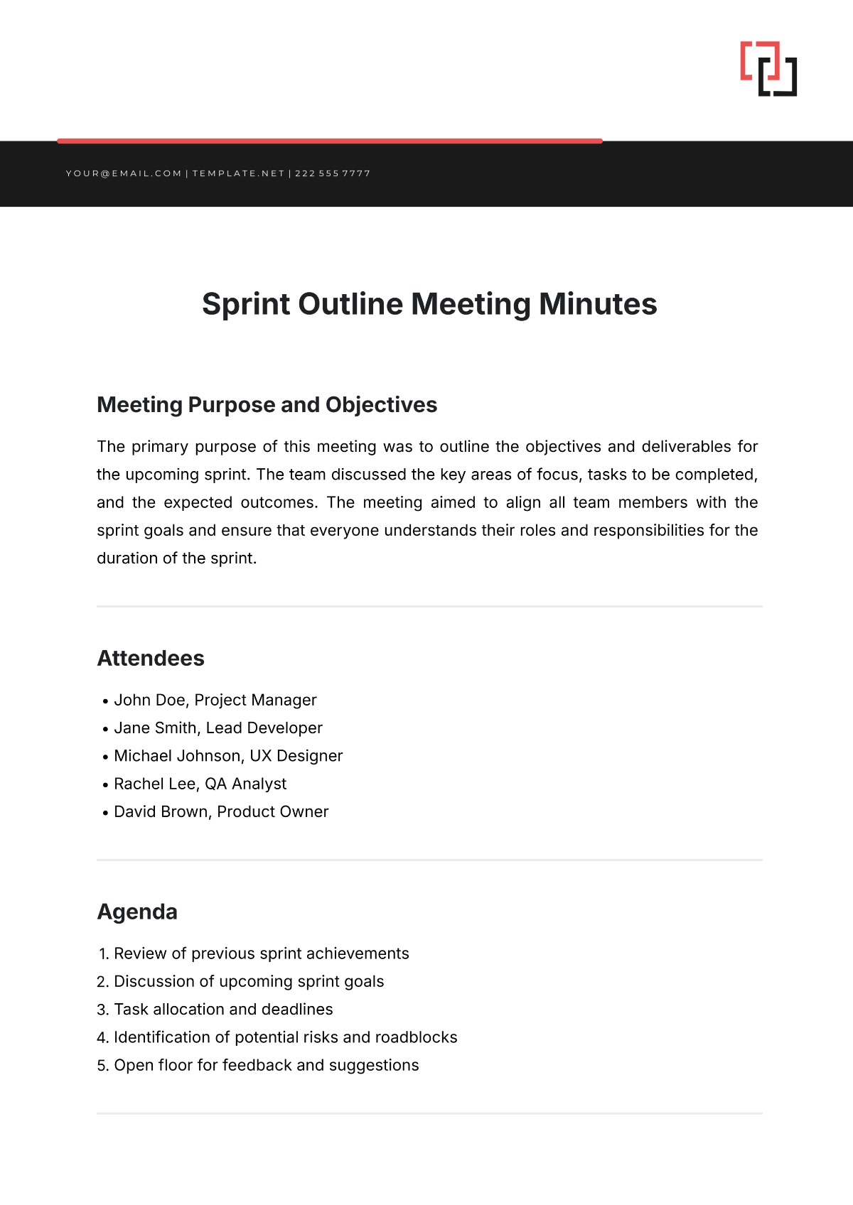 Sprint Outline Meeting Minutes Template - Edit Online & Download