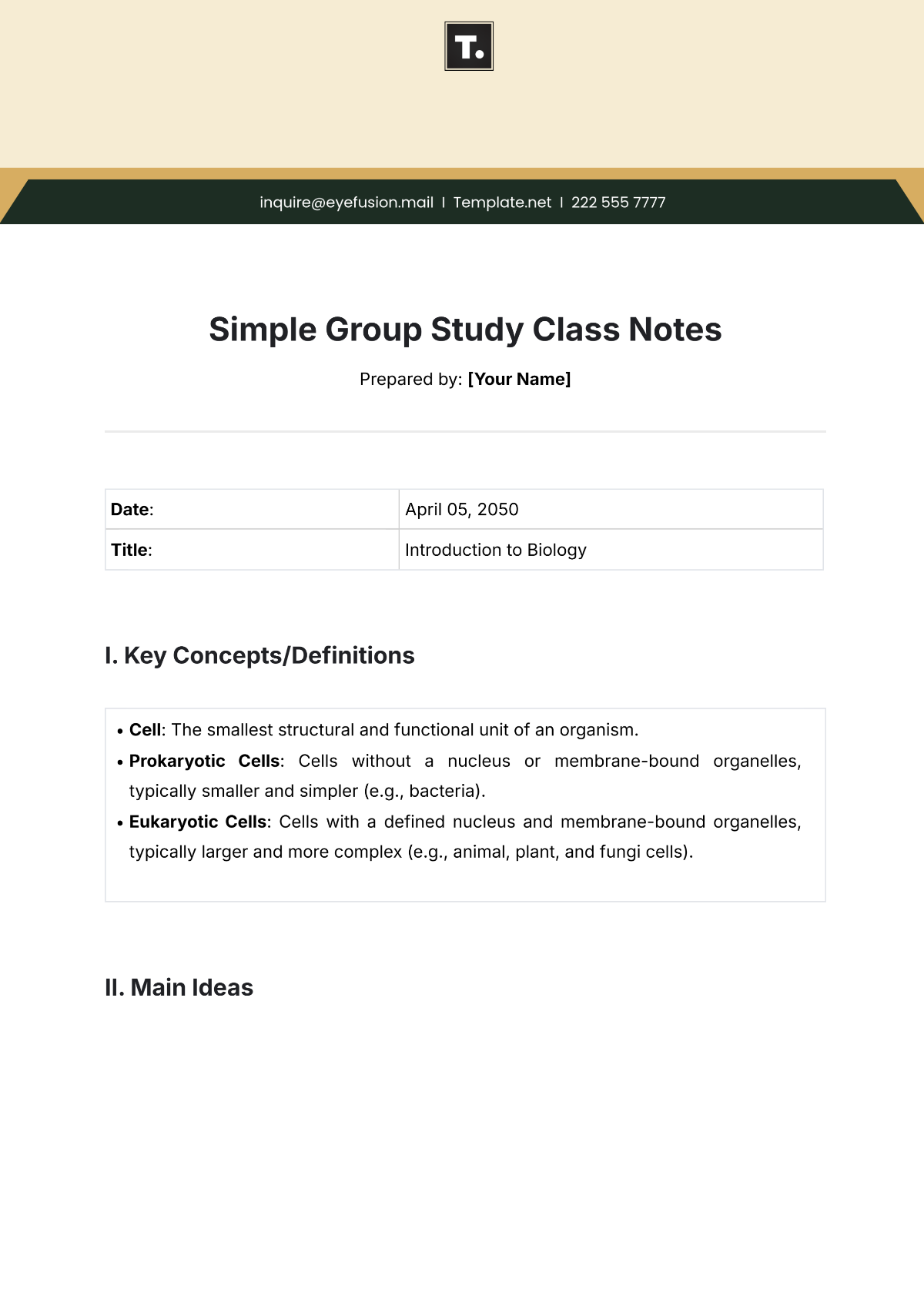 Free Class Notes Templates Editable And Printable