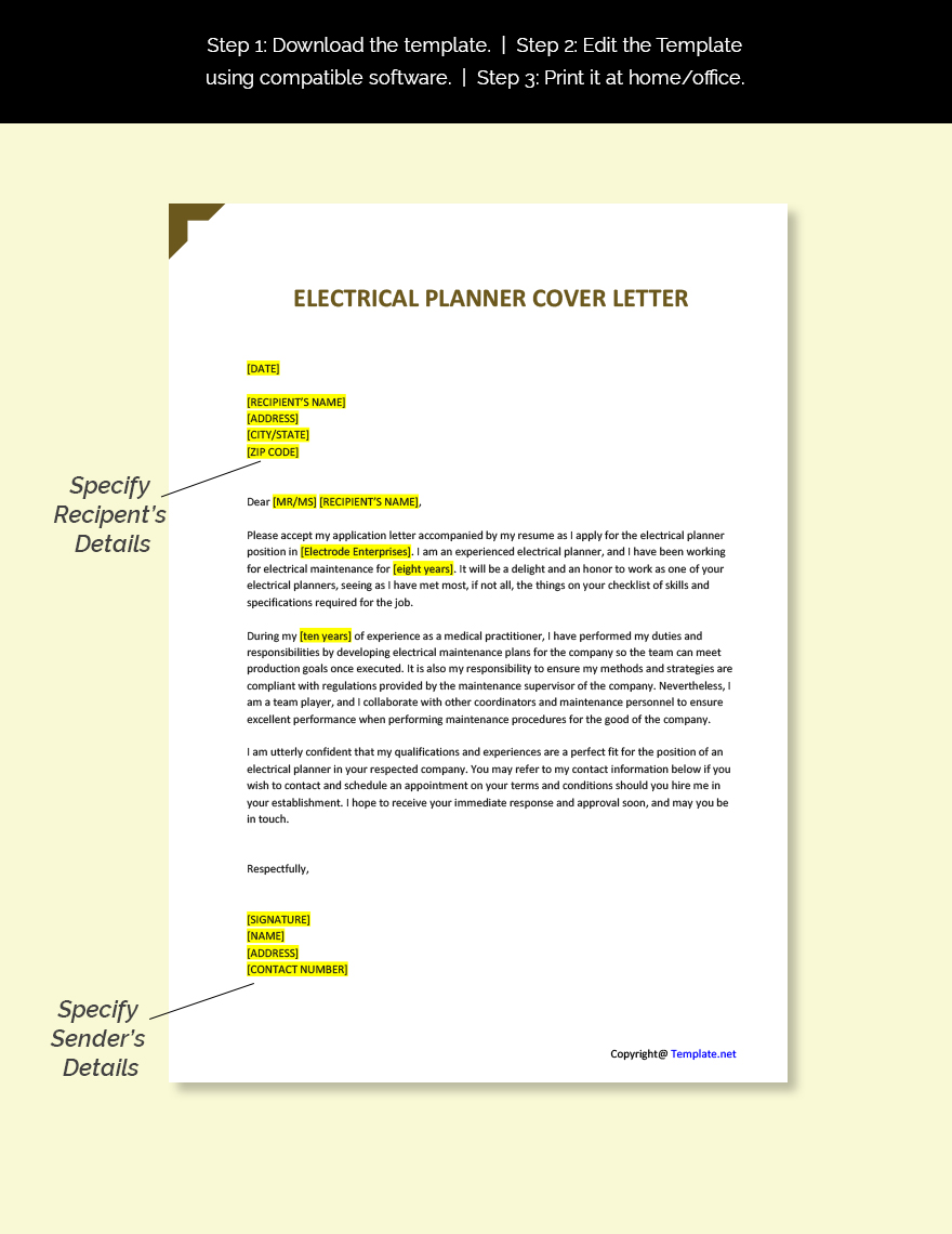 Electrical Planner Cover Letter