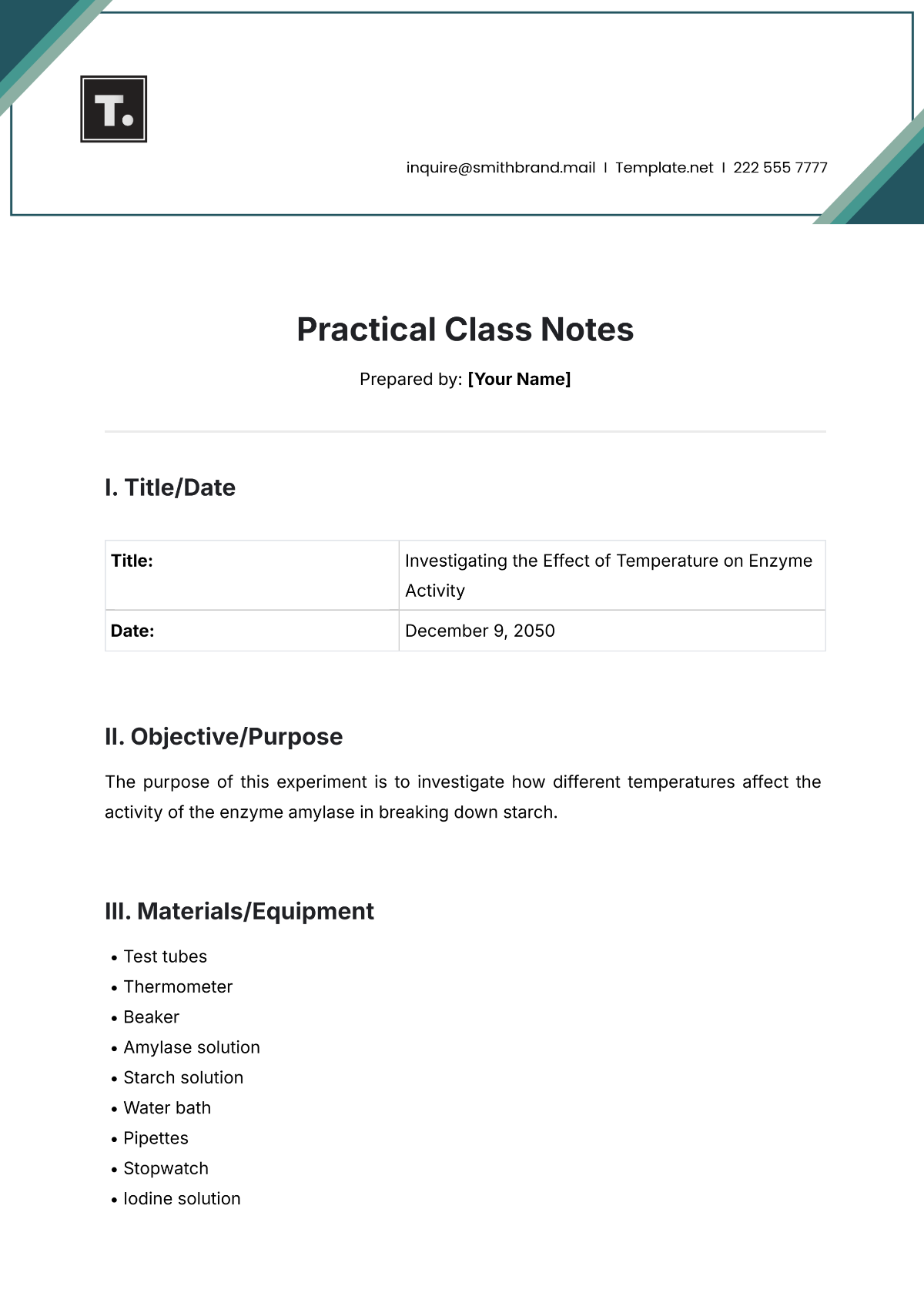 Practical Class Notes Template - Edit Online & Download