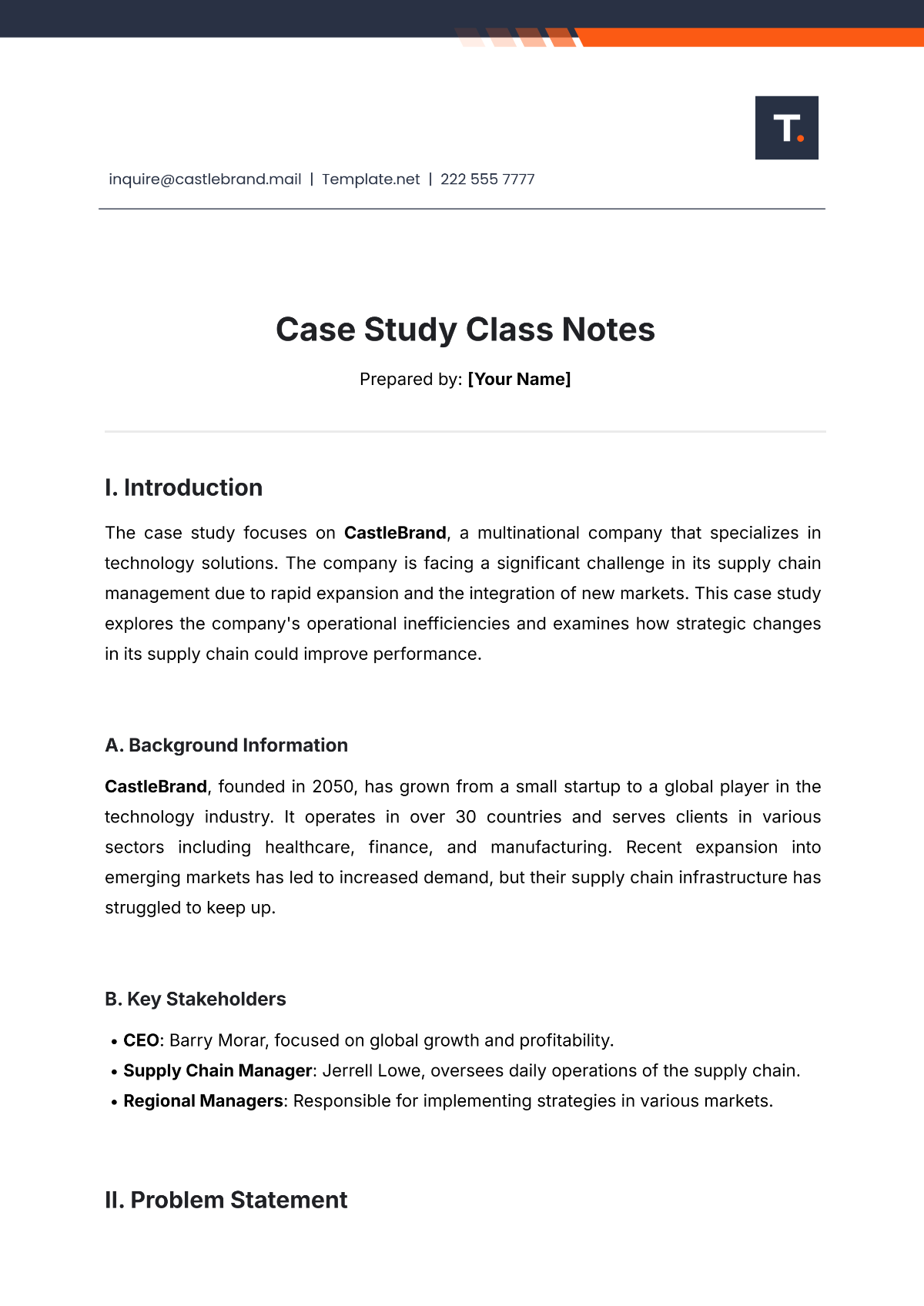 Case Study Class Notes Template - Edit Online & Download