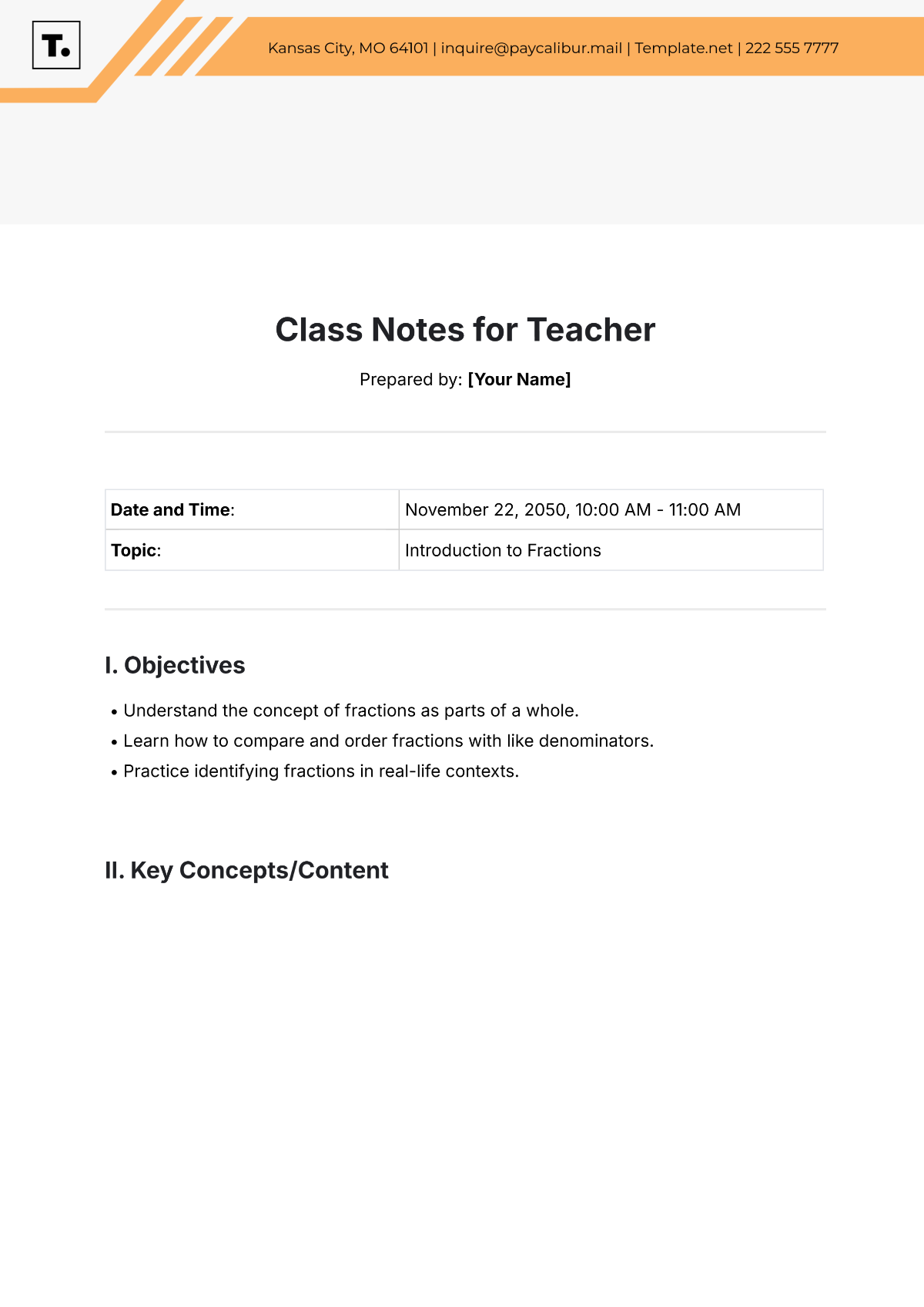 Class Notes for Teacher Template - Edit Online & Download