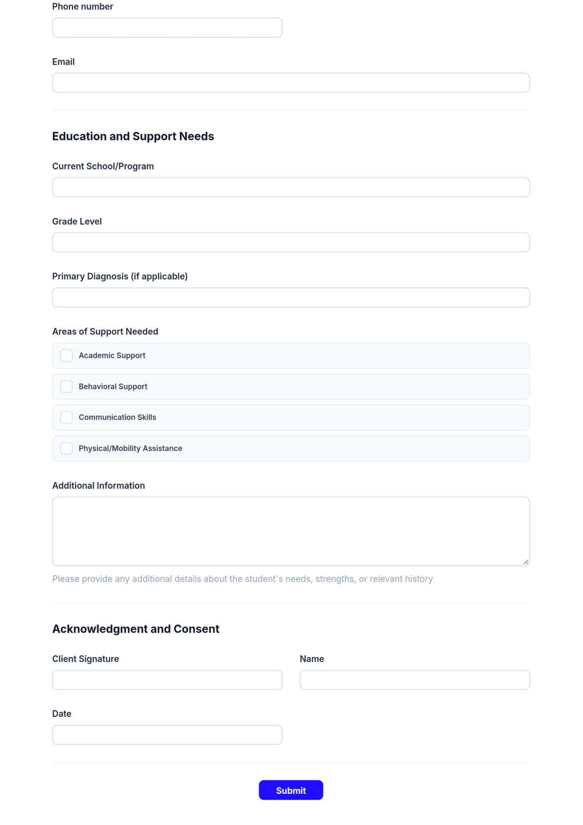 Free Special Education Admission Form Template & AI Maker Free Special Education Admission Form Template & AI Maker