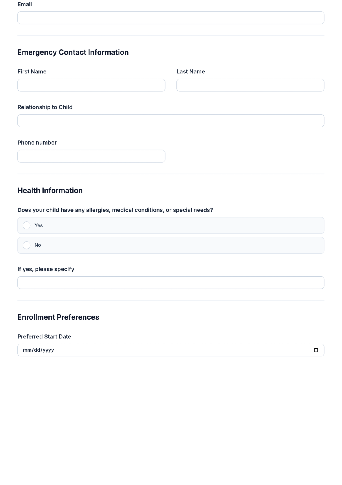 Free Preschool Admission Form Template & AI Maker Free Preschool Admission Form Template & AI Maker