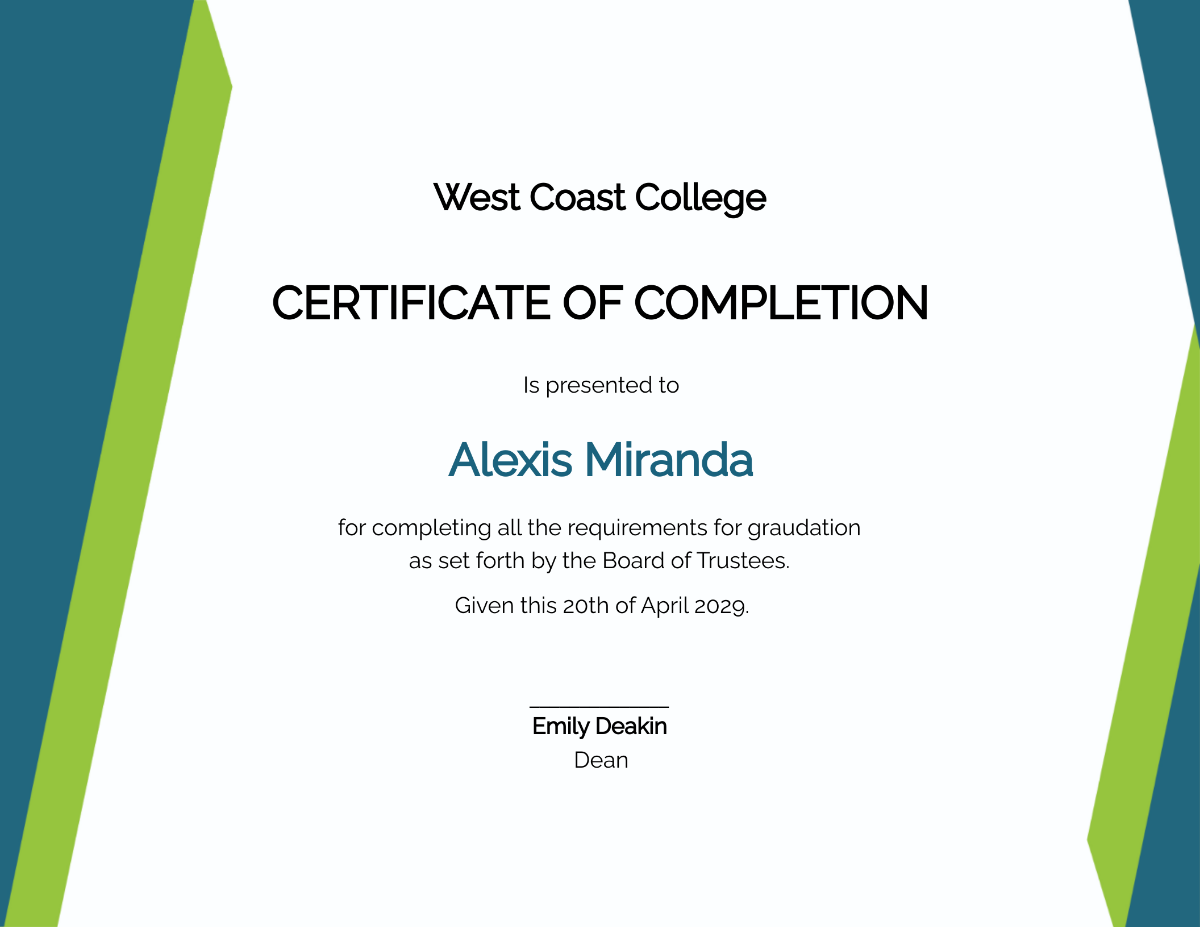 Free Sample Diploma Certificate Template