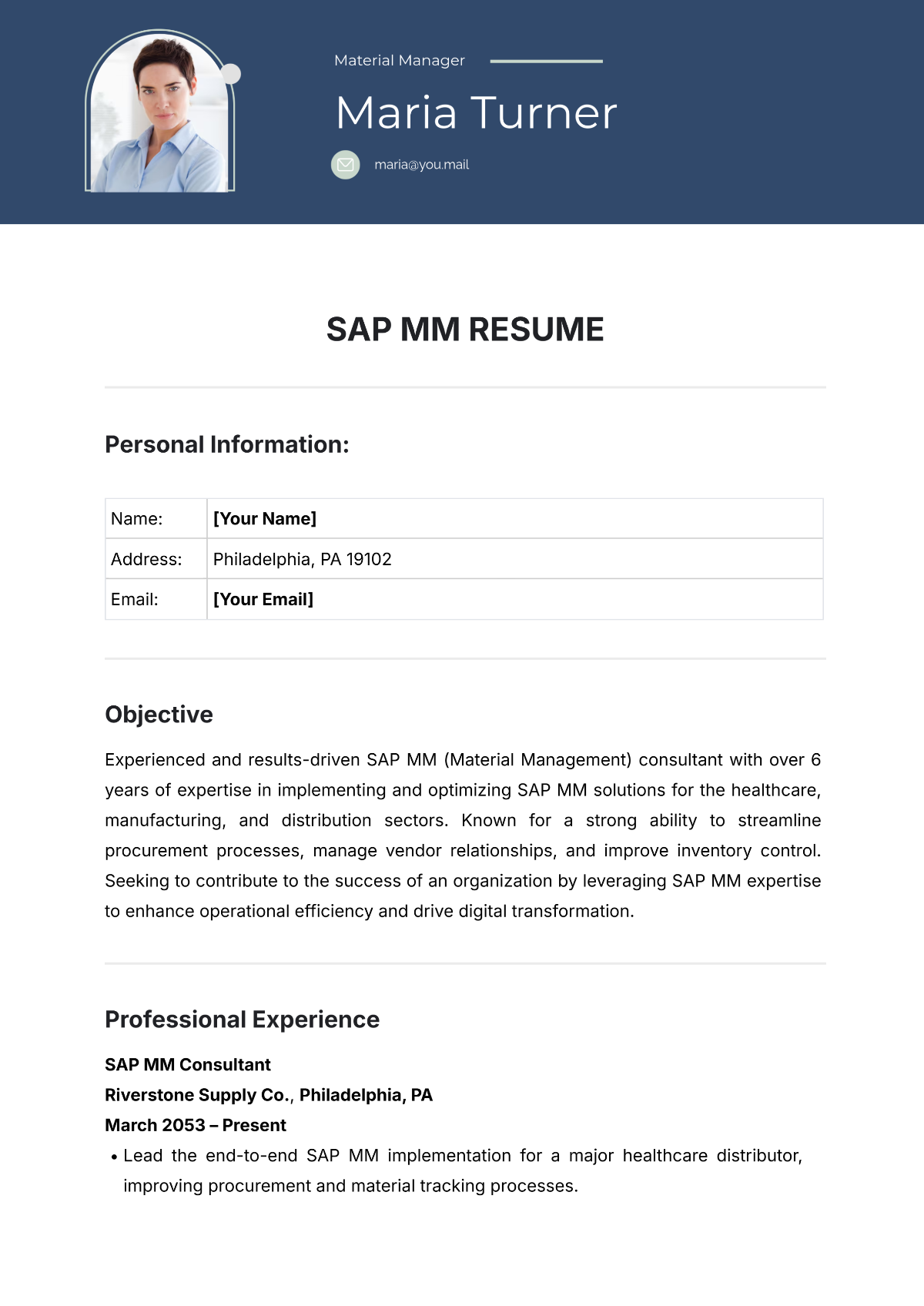 SAP MM Resume Template - Edit Online & Download