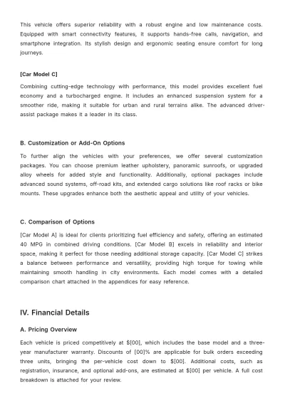 Free Automotive Proposal Template to Edit Online