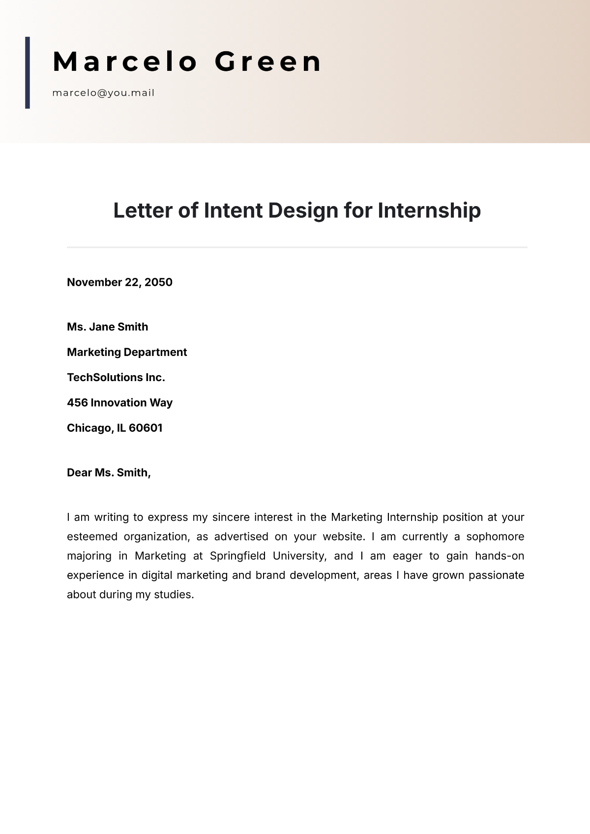 Letter of Intent Design for Internship Template - Edit Online & Download