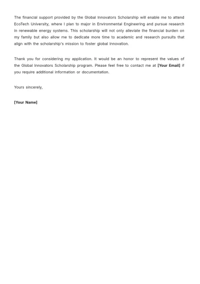 Free Letter of Intent for Scholarship Template to Edit Online
