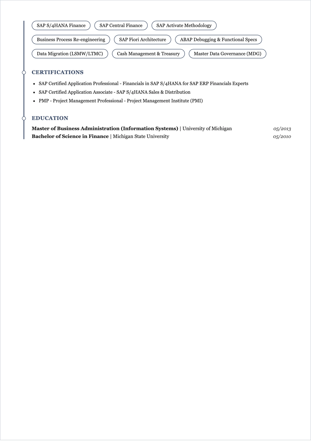 Free SAP S/4HANA ATS Resume Template, AI Resume Builder
