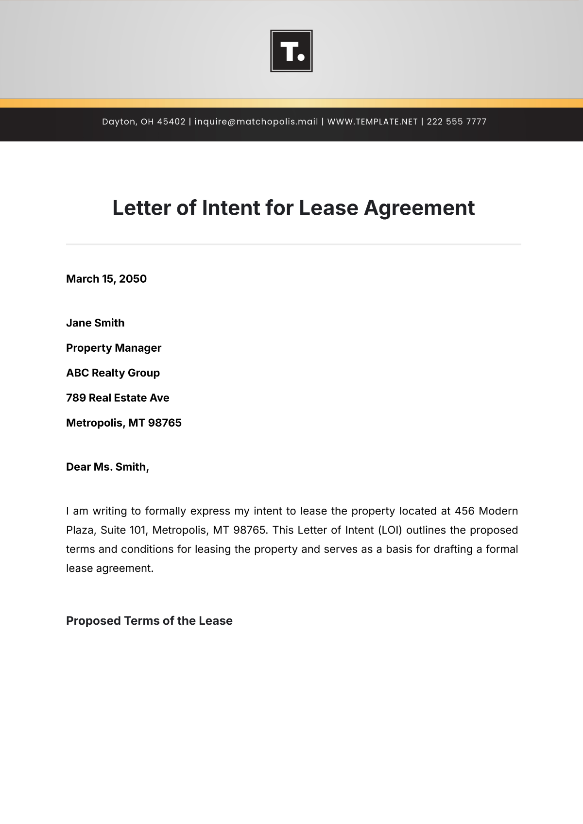 Free Letter Of Intent Template To Edit Online