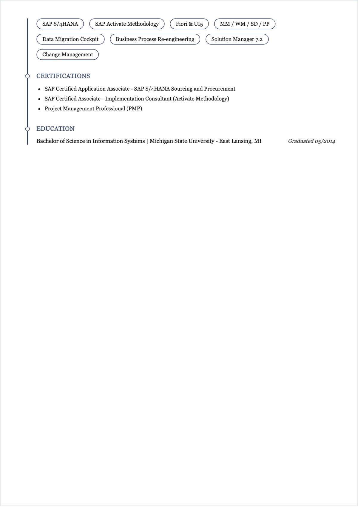 Free SAP Implementation ATS Resume Template, AI Resume Builder