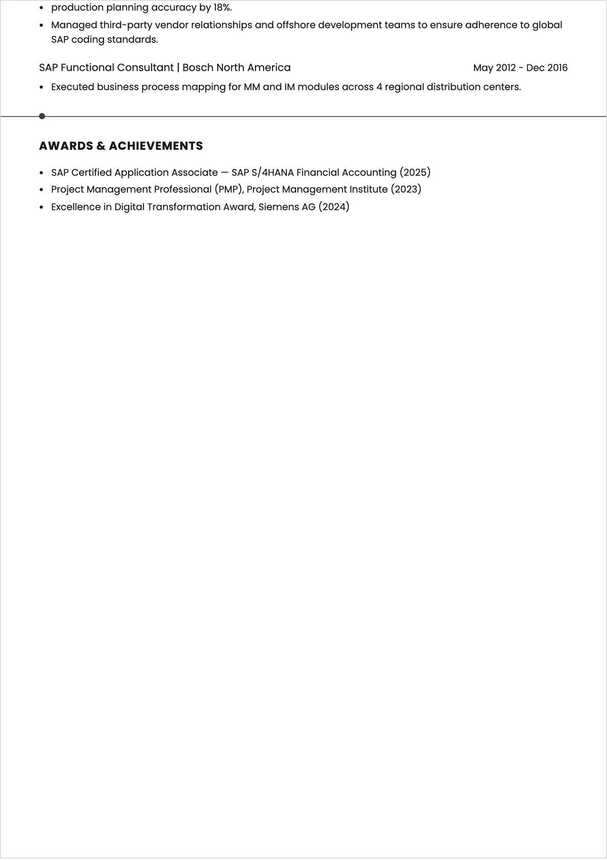Free SAP Professional Profile Template to Edit Online