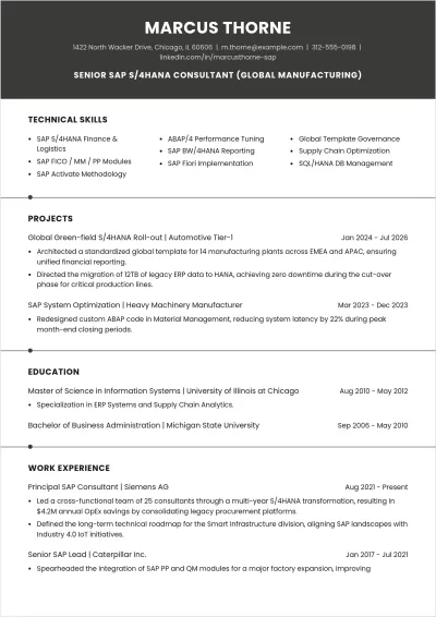 Free SAP Professional Profile Template to Edit Online