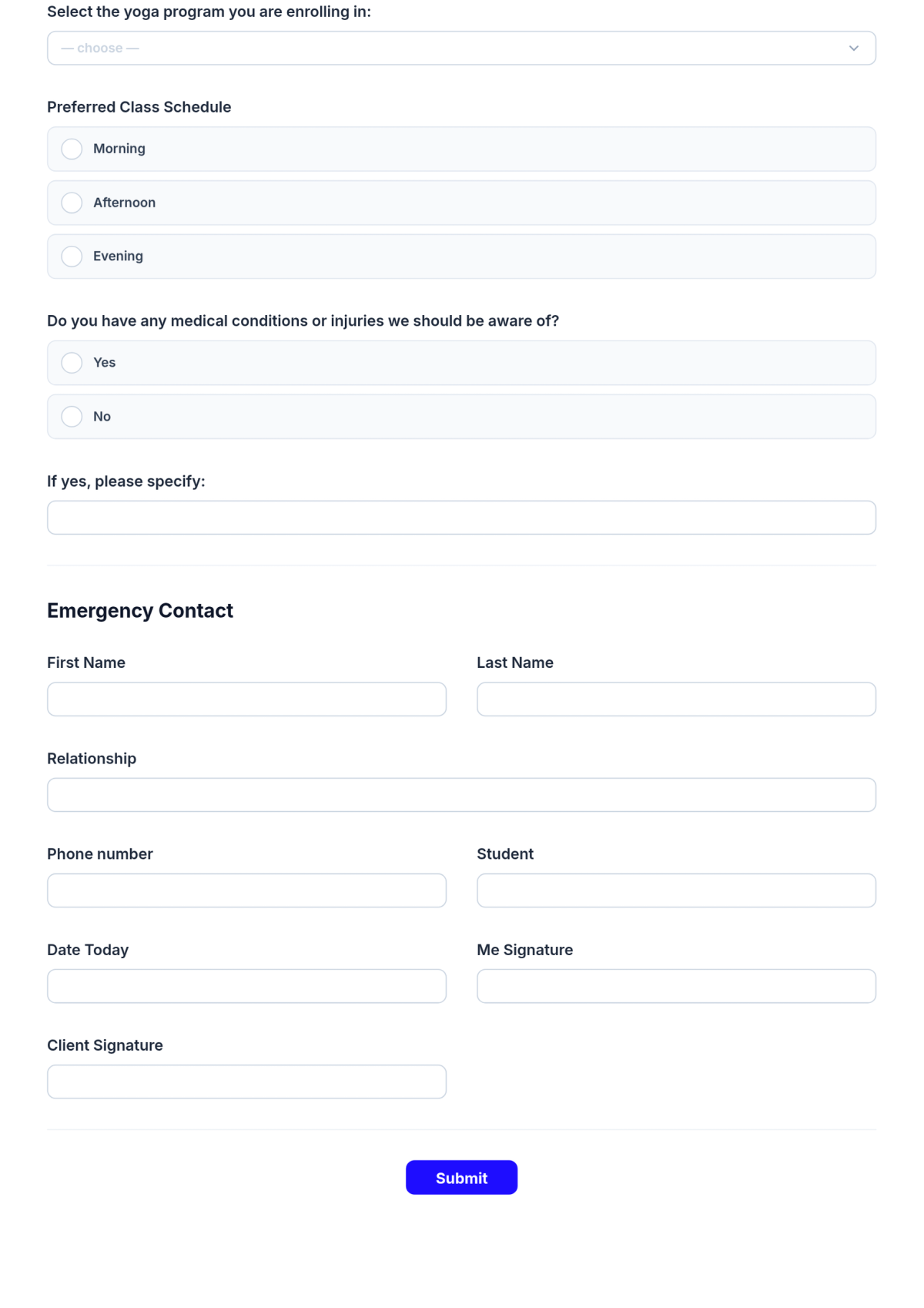 Free Yoga School Admission Form Template & AI Maker Free Yoga School Admission Form Template & AI Maker