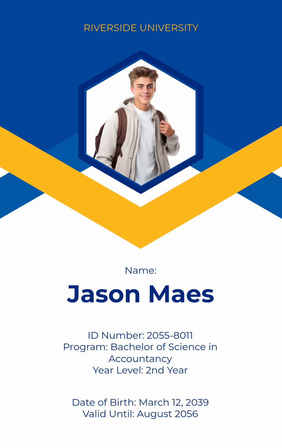 Vertical Student ID Card Template