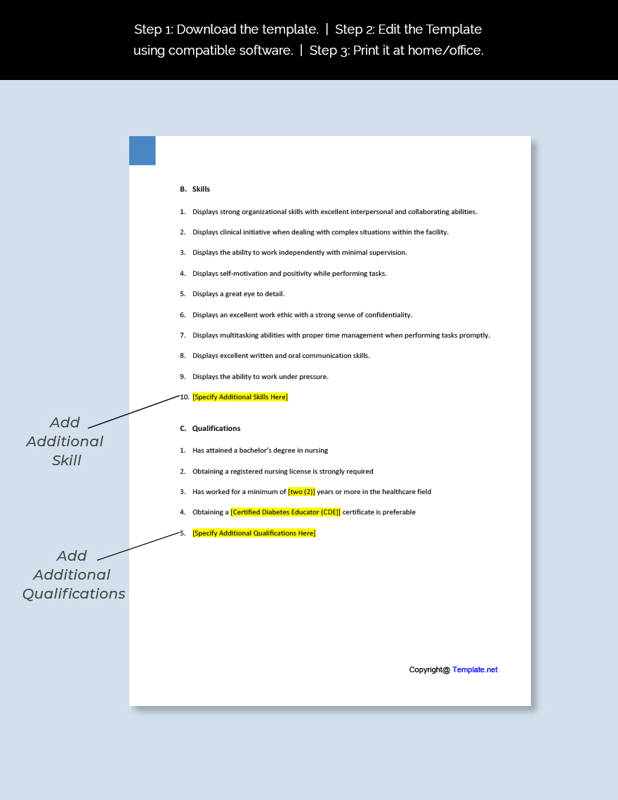 Diabetes Nurse Educator Job Ad And Description Template Download In 