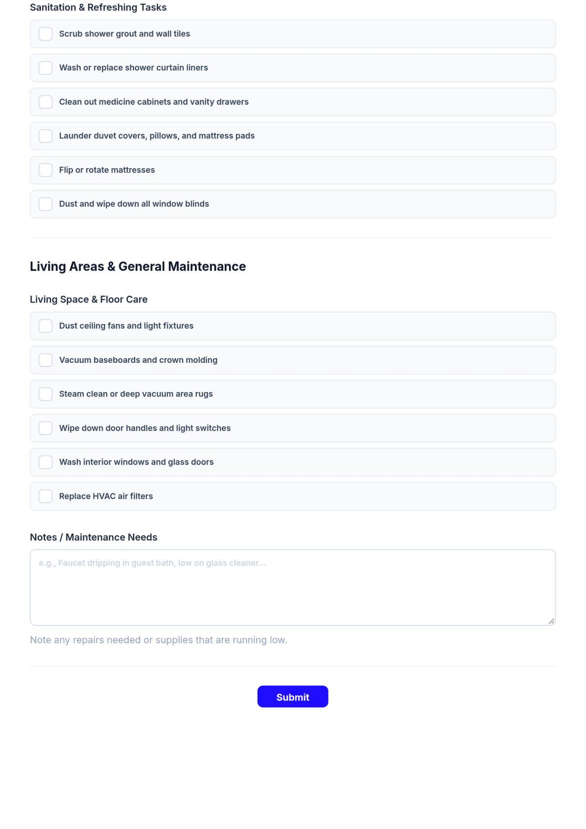 Free Simple Monthly House Cleaning Checklist Template & AI Maker