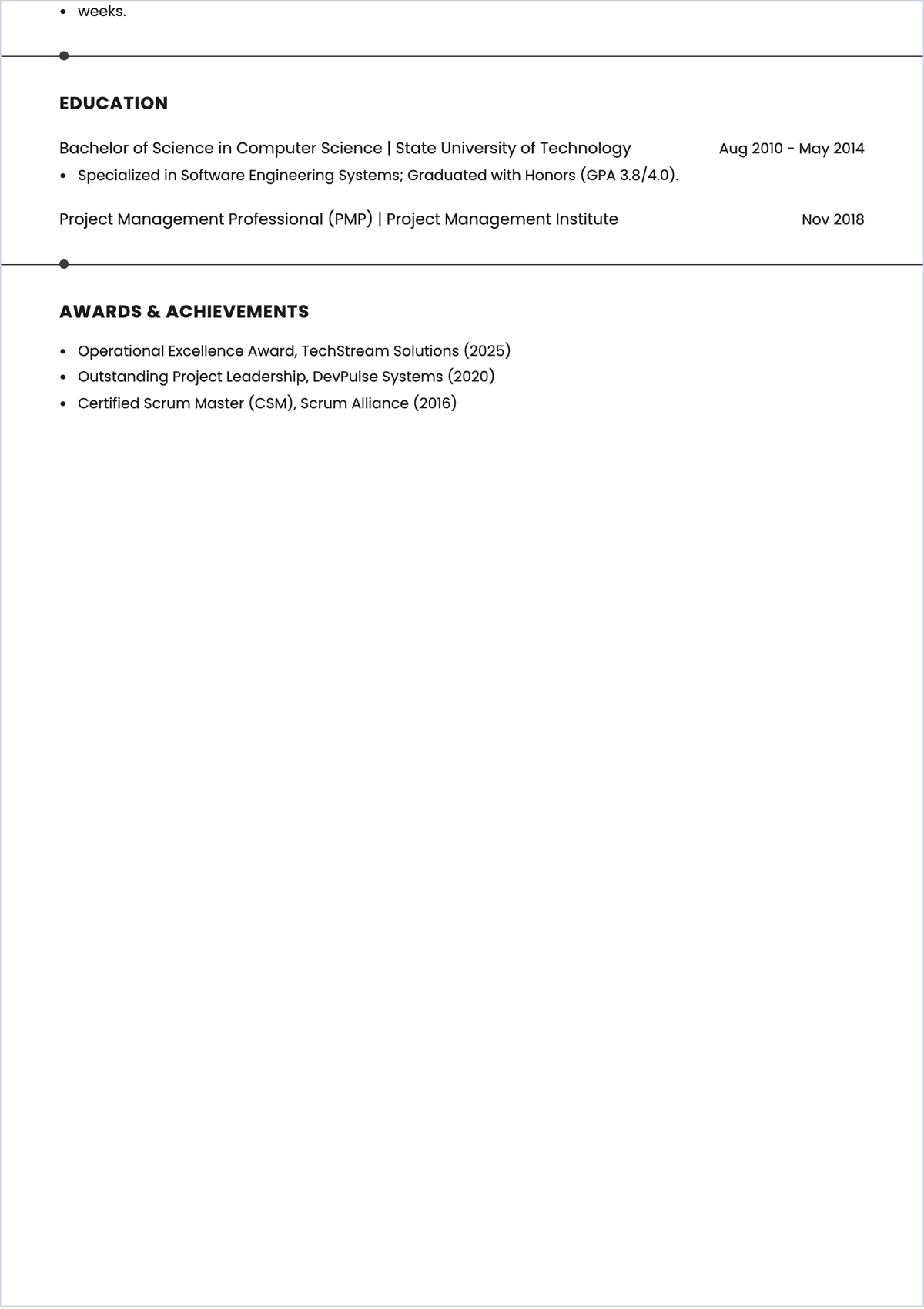 Free ATS-Friendly Project Manager ATS Resume Template