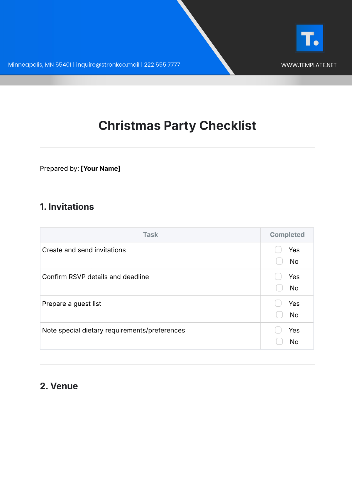 Christmas Party Checklist Template - Edit Online & Download