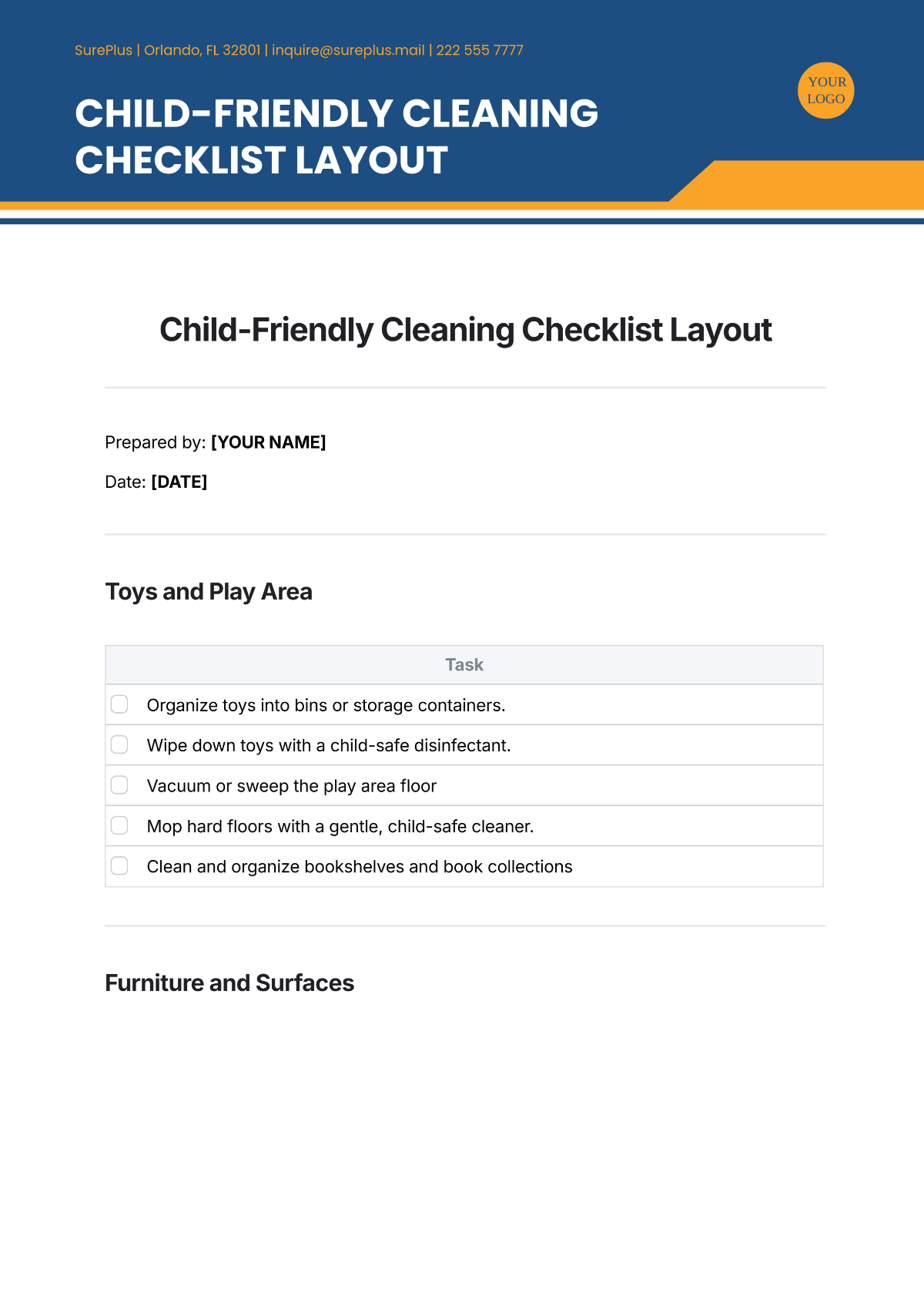 Child-Friendly Cleaning Checklist Layout Template - Edit Online & Download