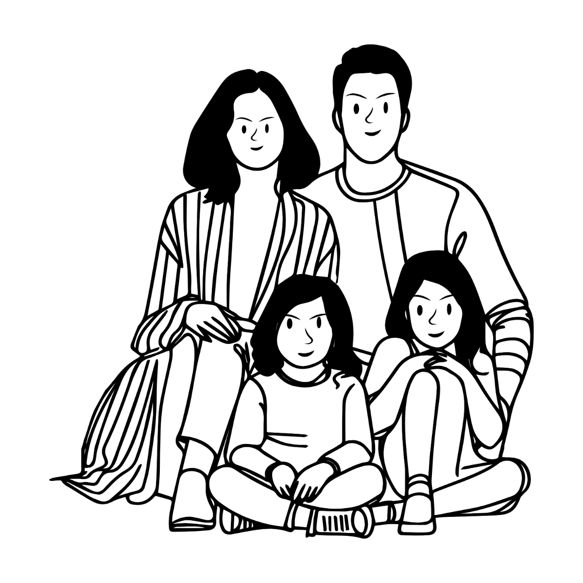 Black and White Family Clipart