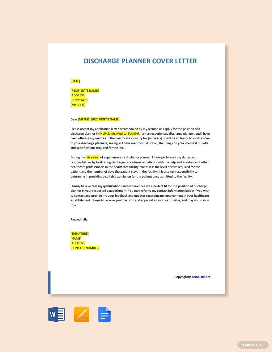 Discharge Planner Cover Letter