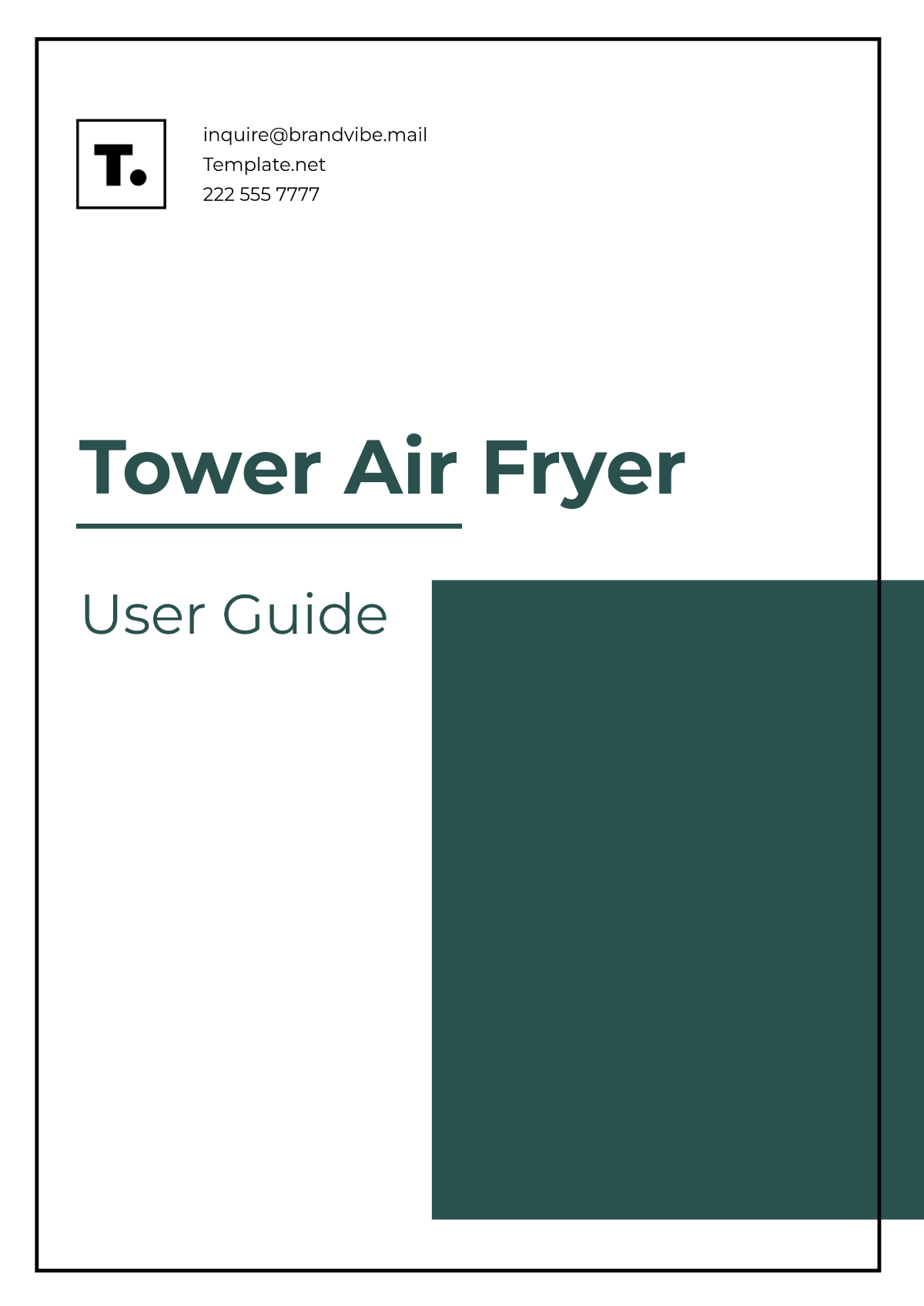 Tower Air Fryer User Guide Template