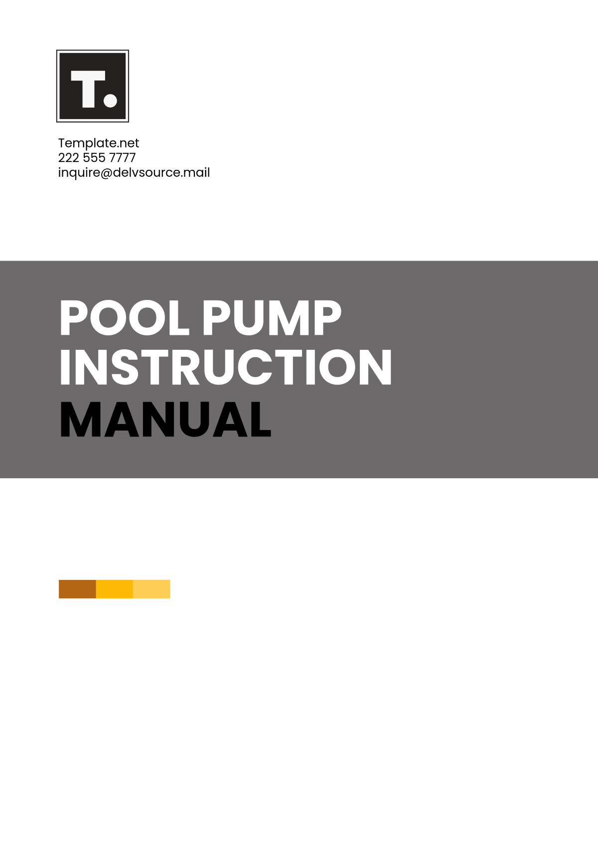 Pool Pump Instruction Manual Template