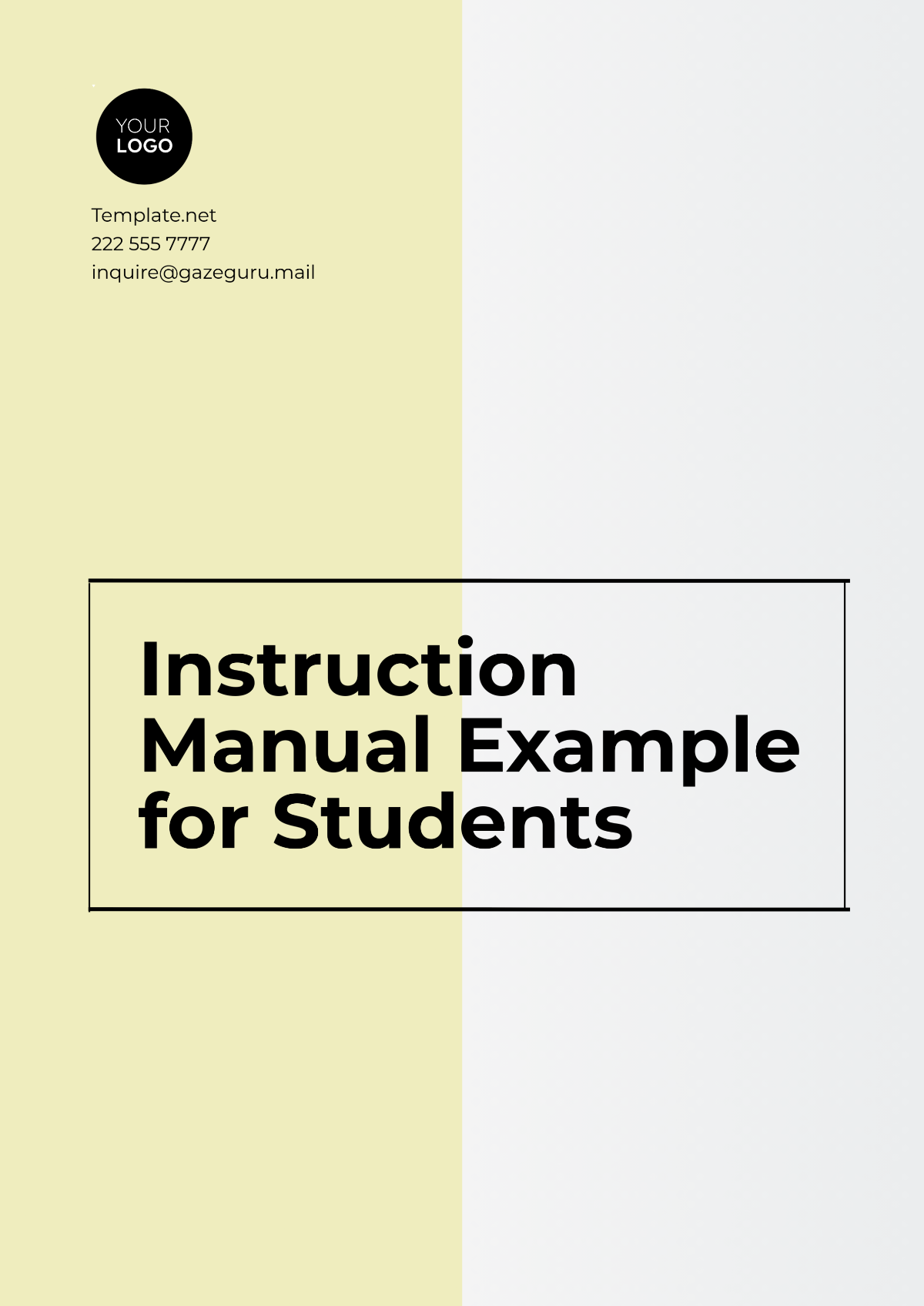 Instruction Manual Example for Students Template