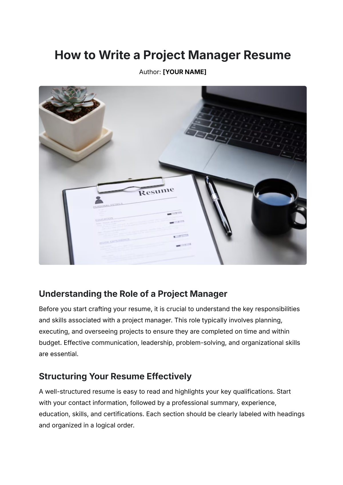 How to Write a Project Manager Resume - Edit Online & Download