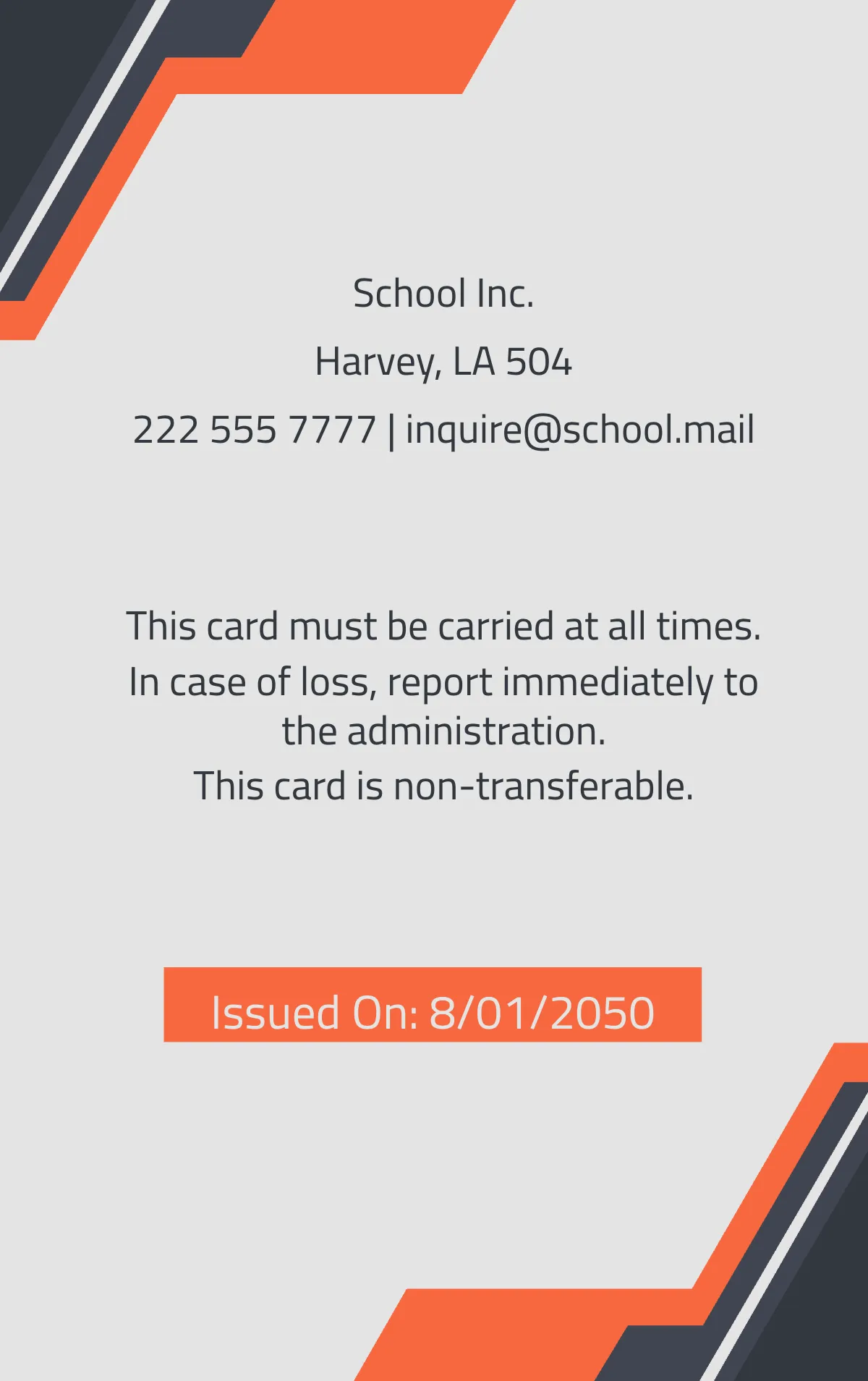 Free Corporate School Student ID Card Template to Edit Online