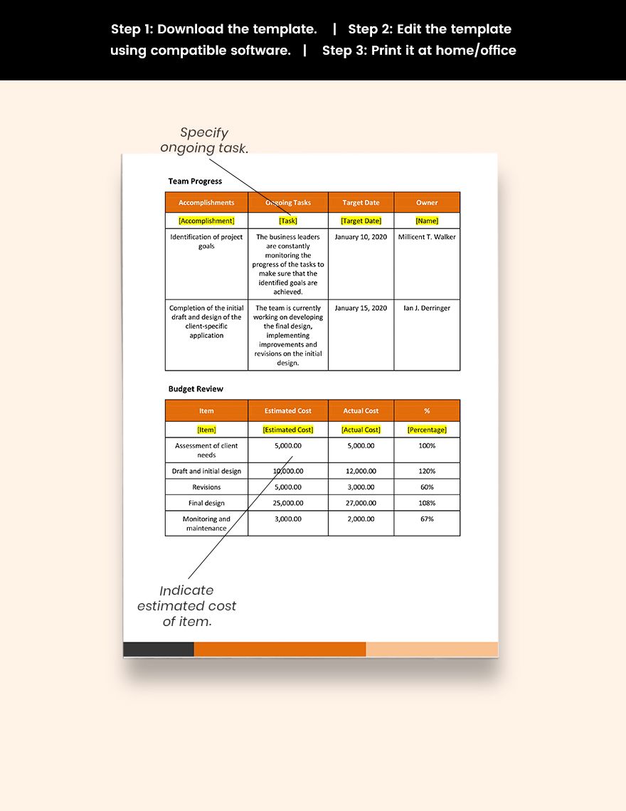 IT Service Delivery Status Report Template