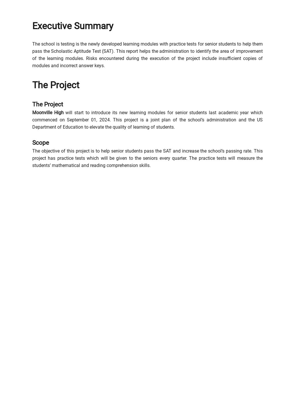 Test Summary Report Template