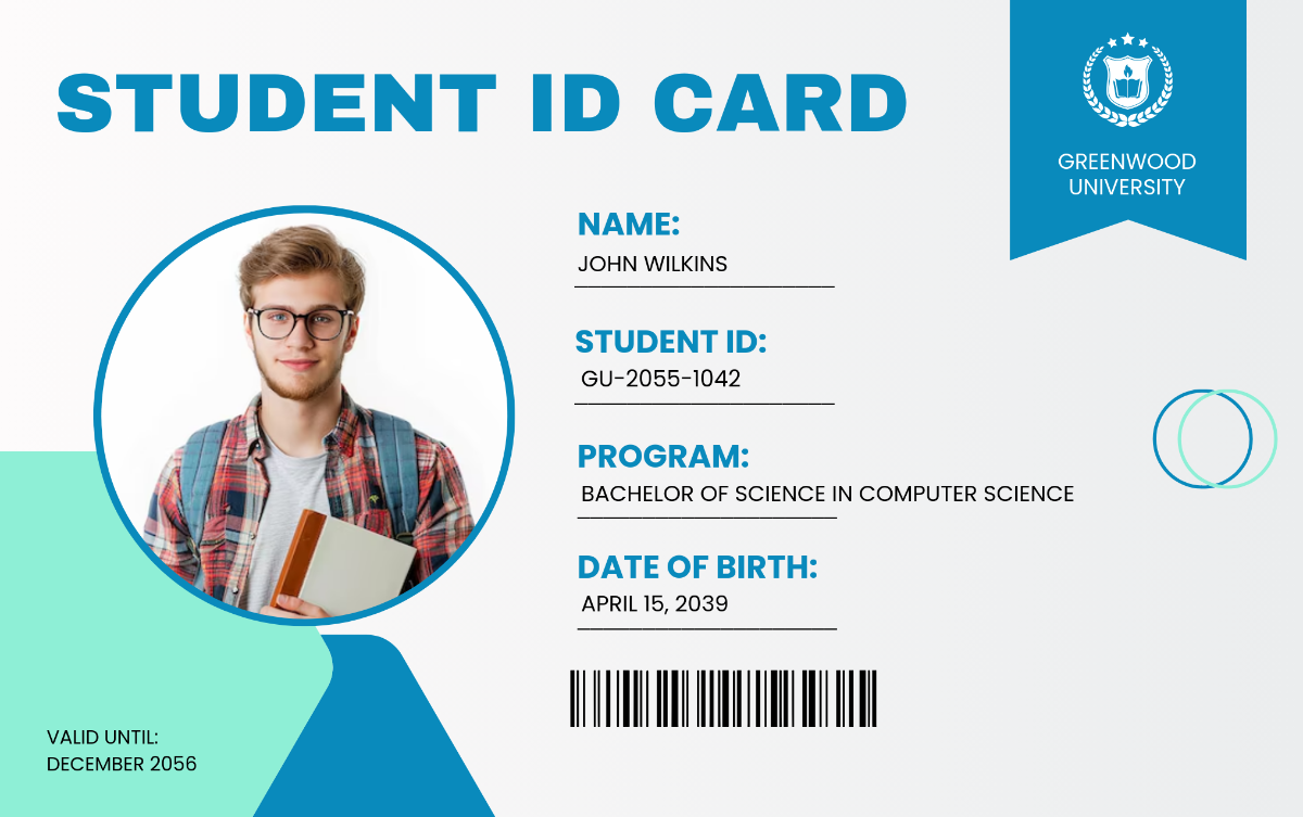 Horizontal Student ID Card Template