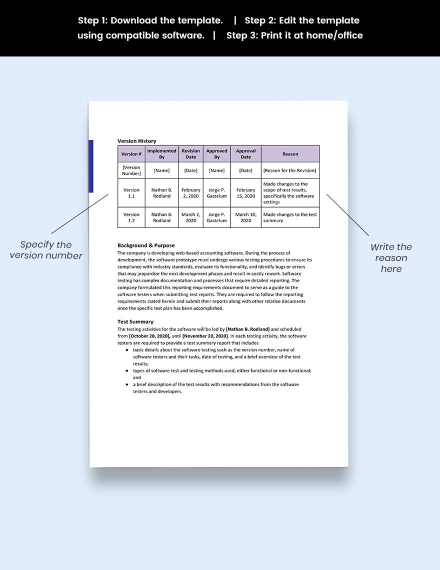 Reporting Requirements Template in GDocsLink, MS Word, Pages Download