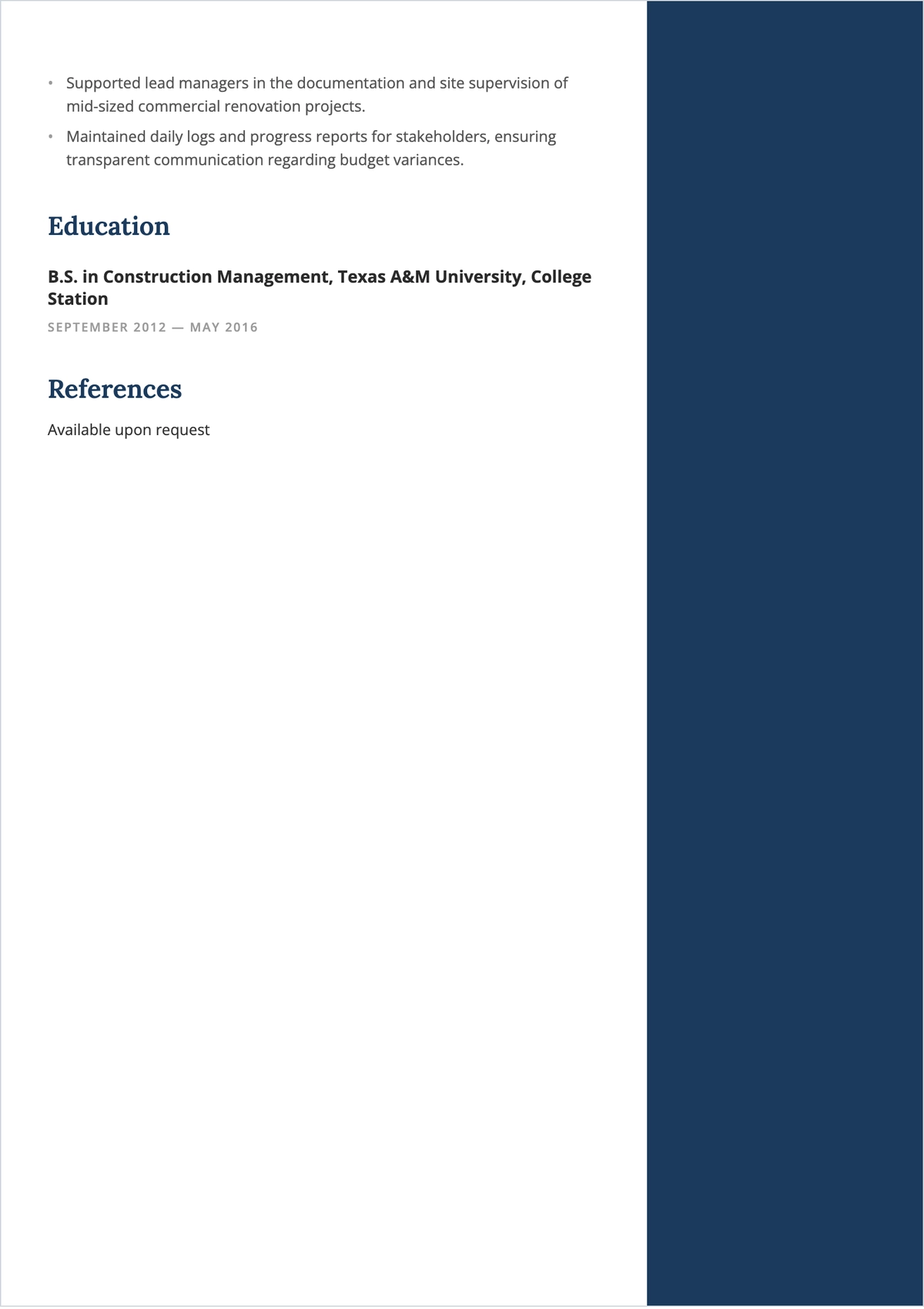 Free Aesthetic Project Lead ATS Resume Template, AI Resume Builder
