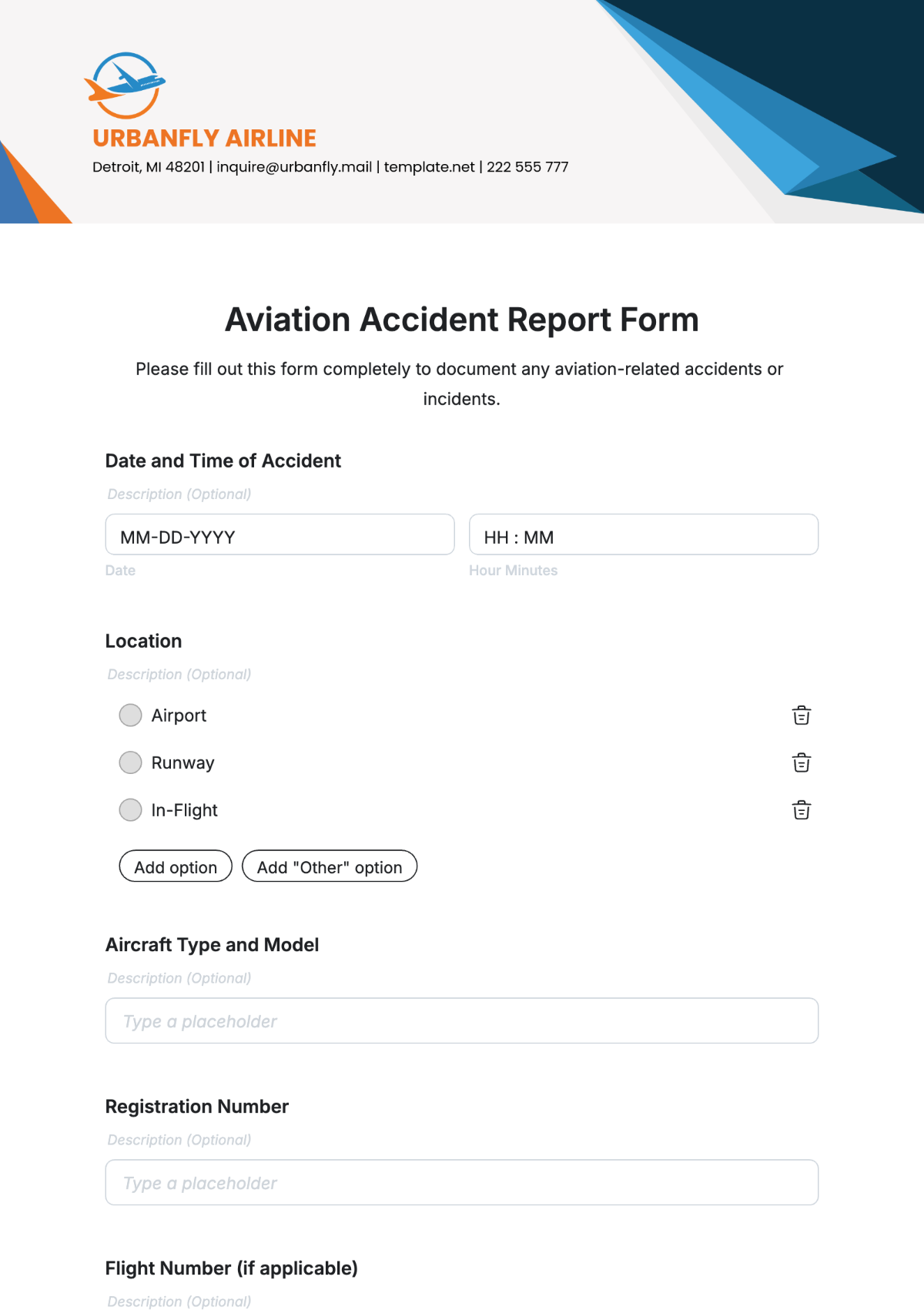 Aviation Accident Report Form Template - Edit Online & Download