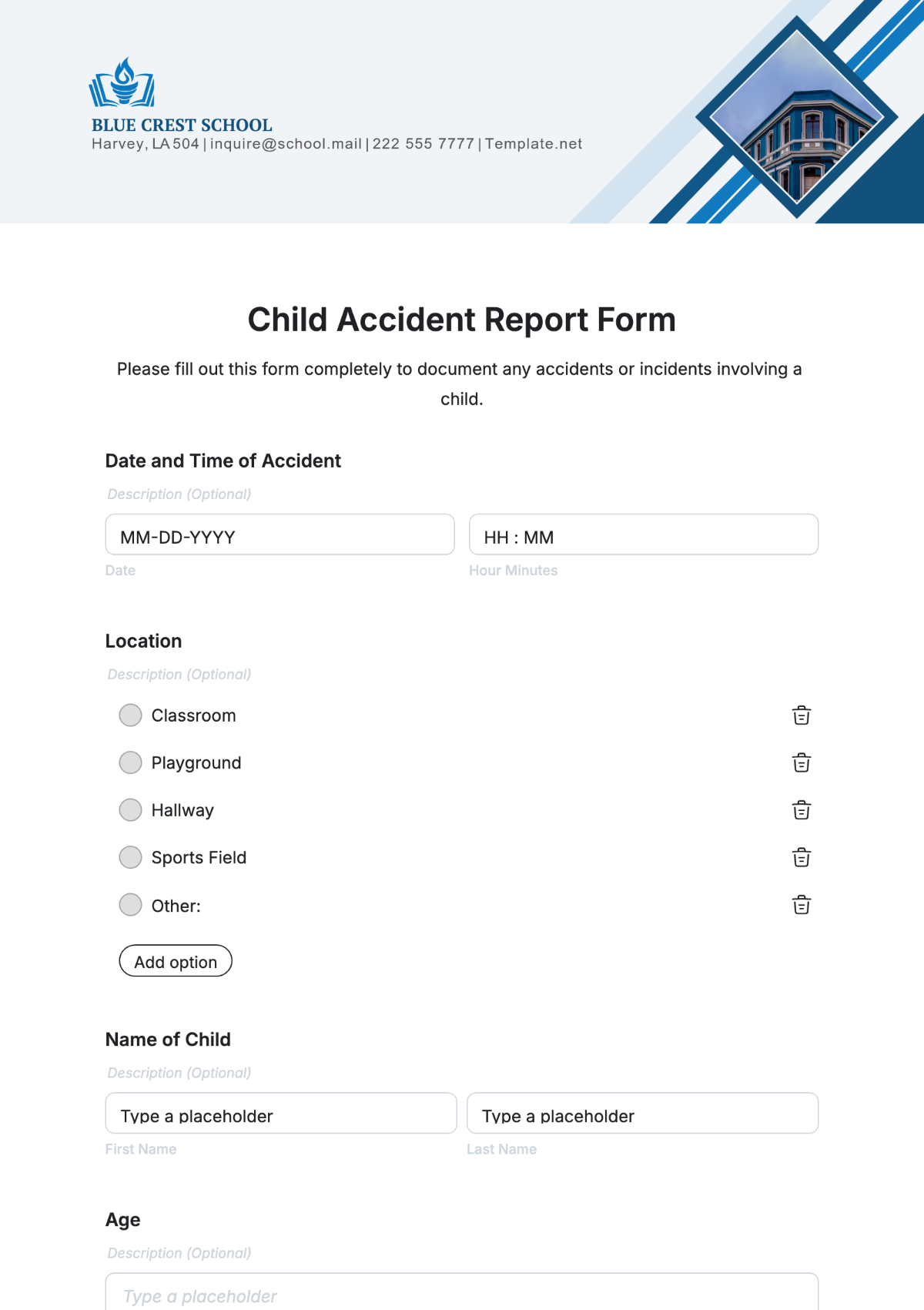 Child Accident Report Form Template - Edit Online & Download