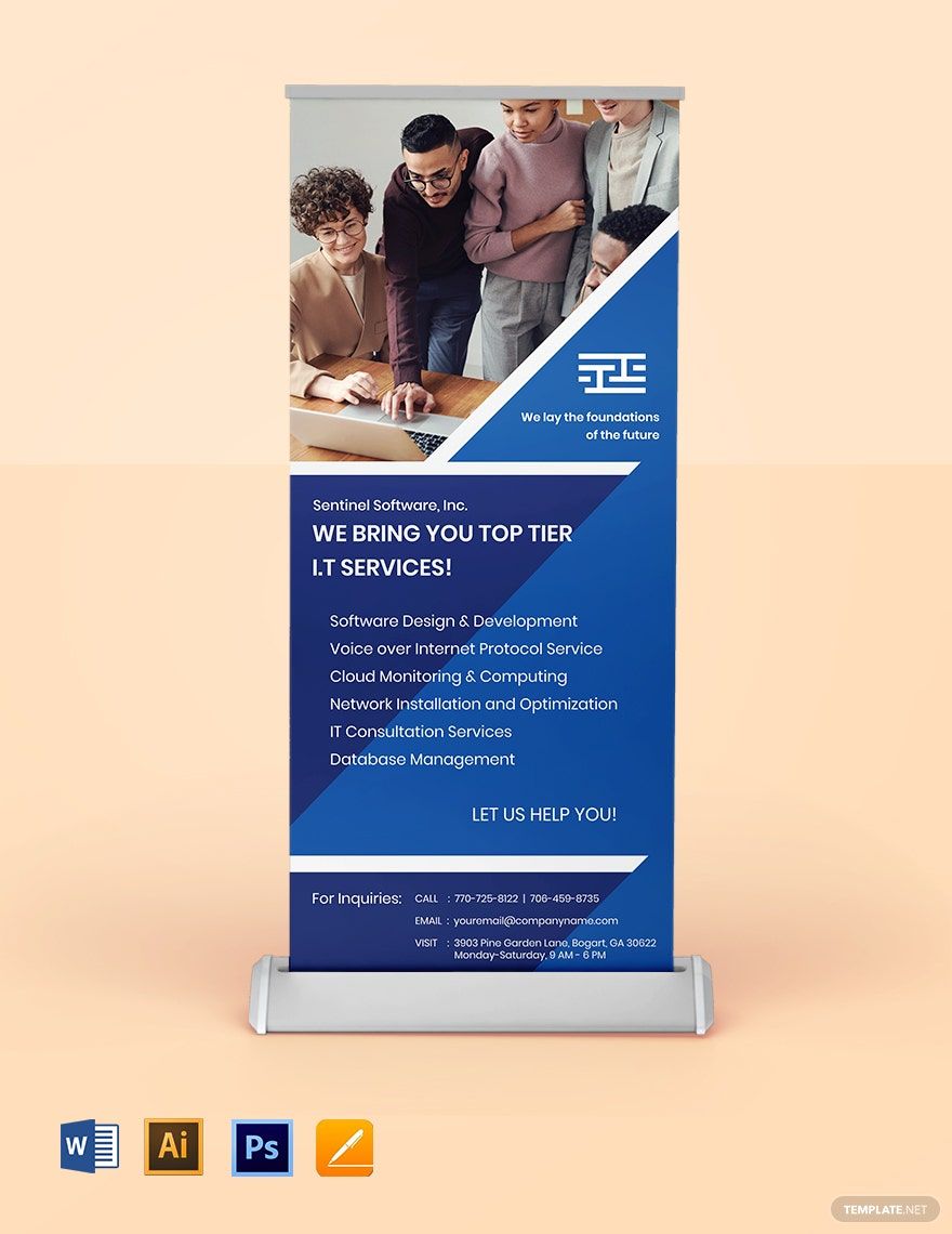 IT Solutions Roll Up Banner Template in PSD, Illustrator, PDF, Pages, Word - Download | Template.net