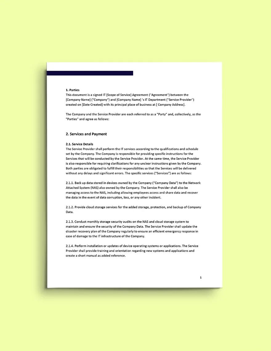 Operation Level Agreement Template