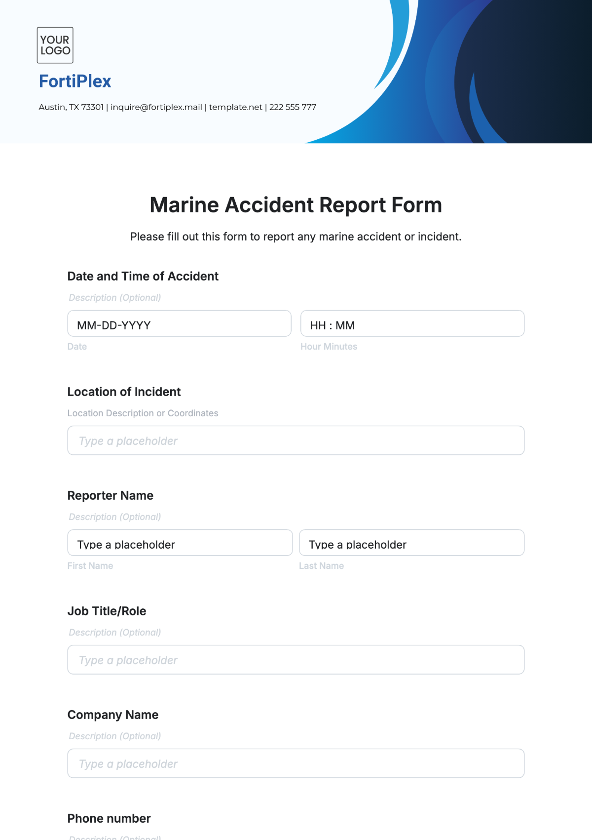 Marine Accident Report Form Template - Edit Online & Download