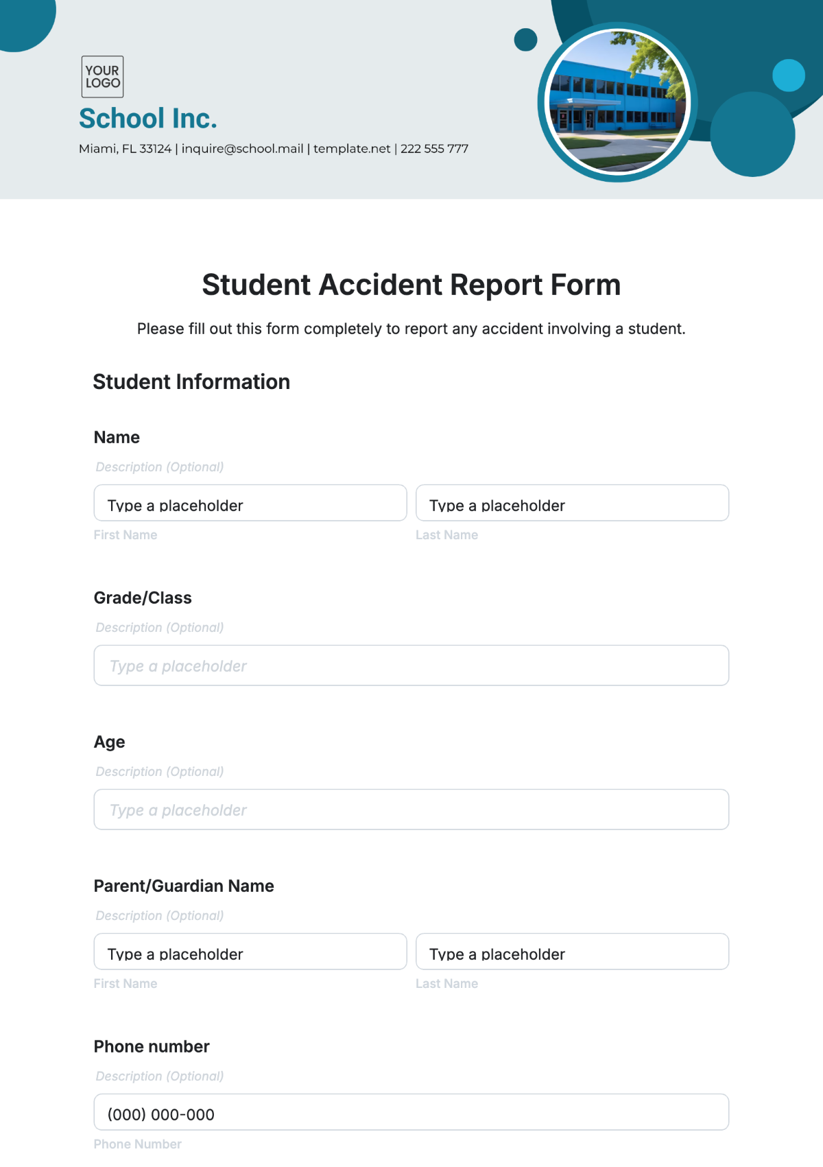 Student Accident Report Form Template - Edit Online & Download