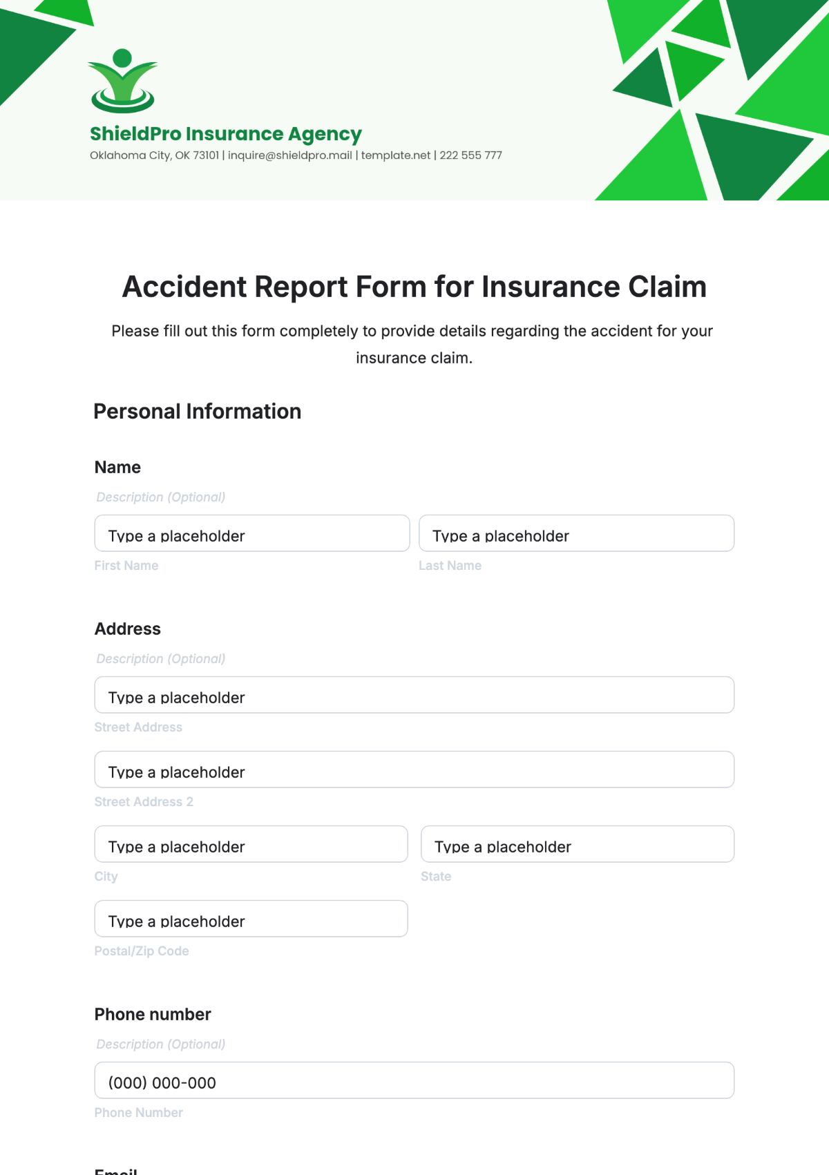 Accident Report Form for Insurance Claim Template - Edit Online & Download