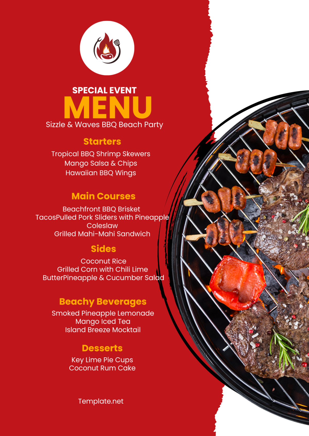 Free BBQ Special Event Menu Template - Edit Online & Download