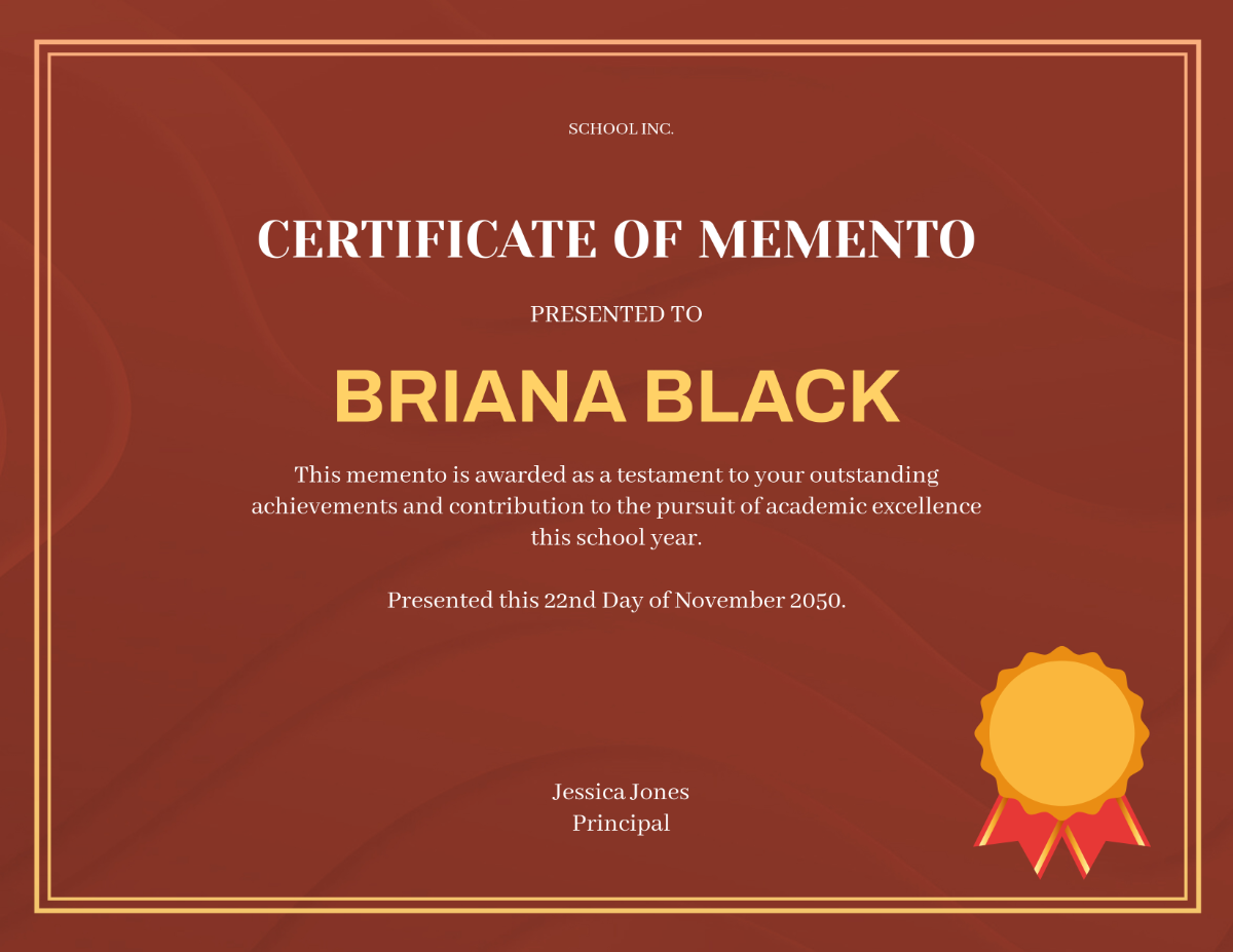 Free Academic Memento Certificate Template - Edit Online & Download