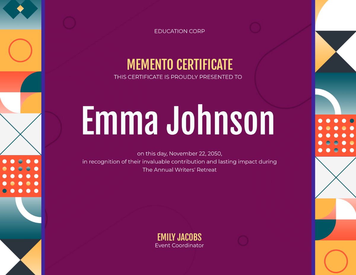 Free Memento Certificate Design Template - Edit Online & Download