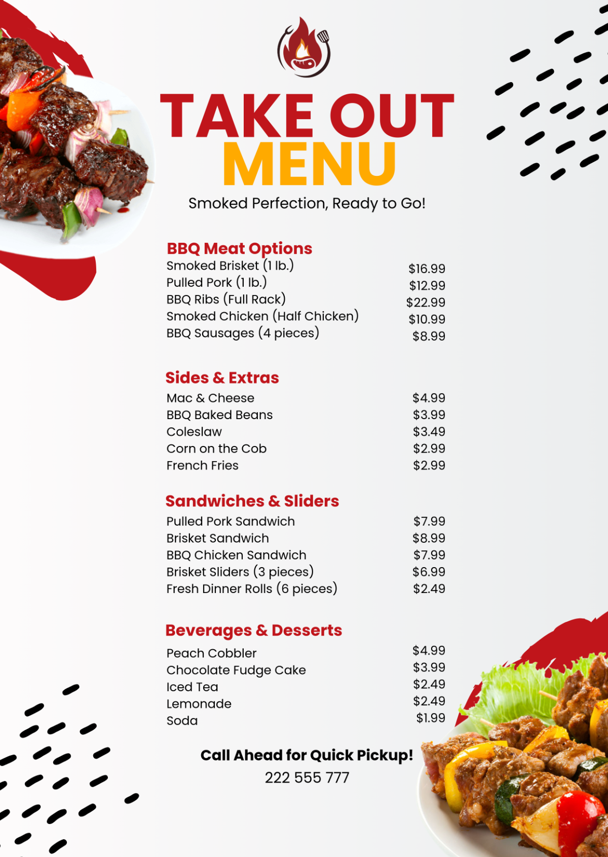 Free BBQ Takeout Menu Template - Edit Online & Download | Template.net